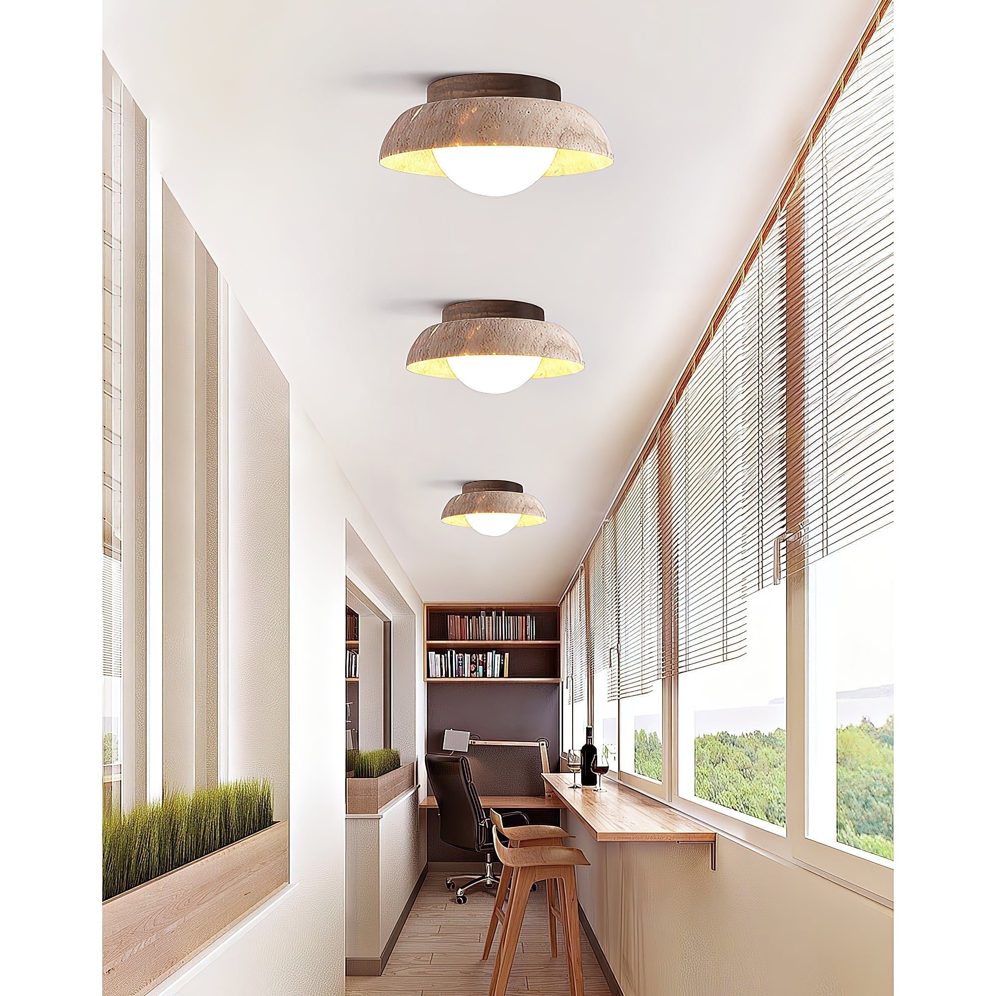 Freyza | Plafonnier en travertin Cuvela – Chambre et salon