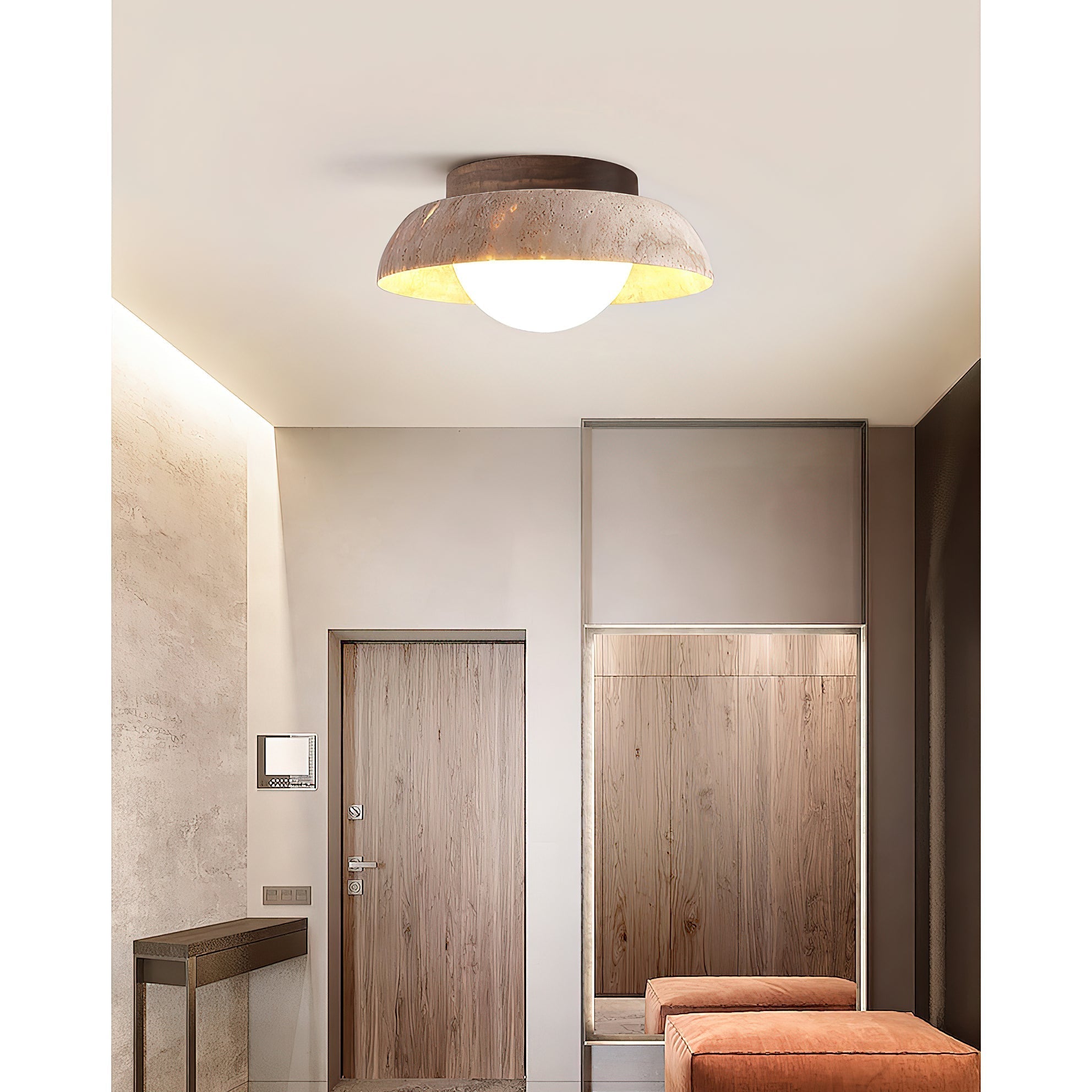 Freyza | Plafonnier en travertin Cuvela – Chambre et salon