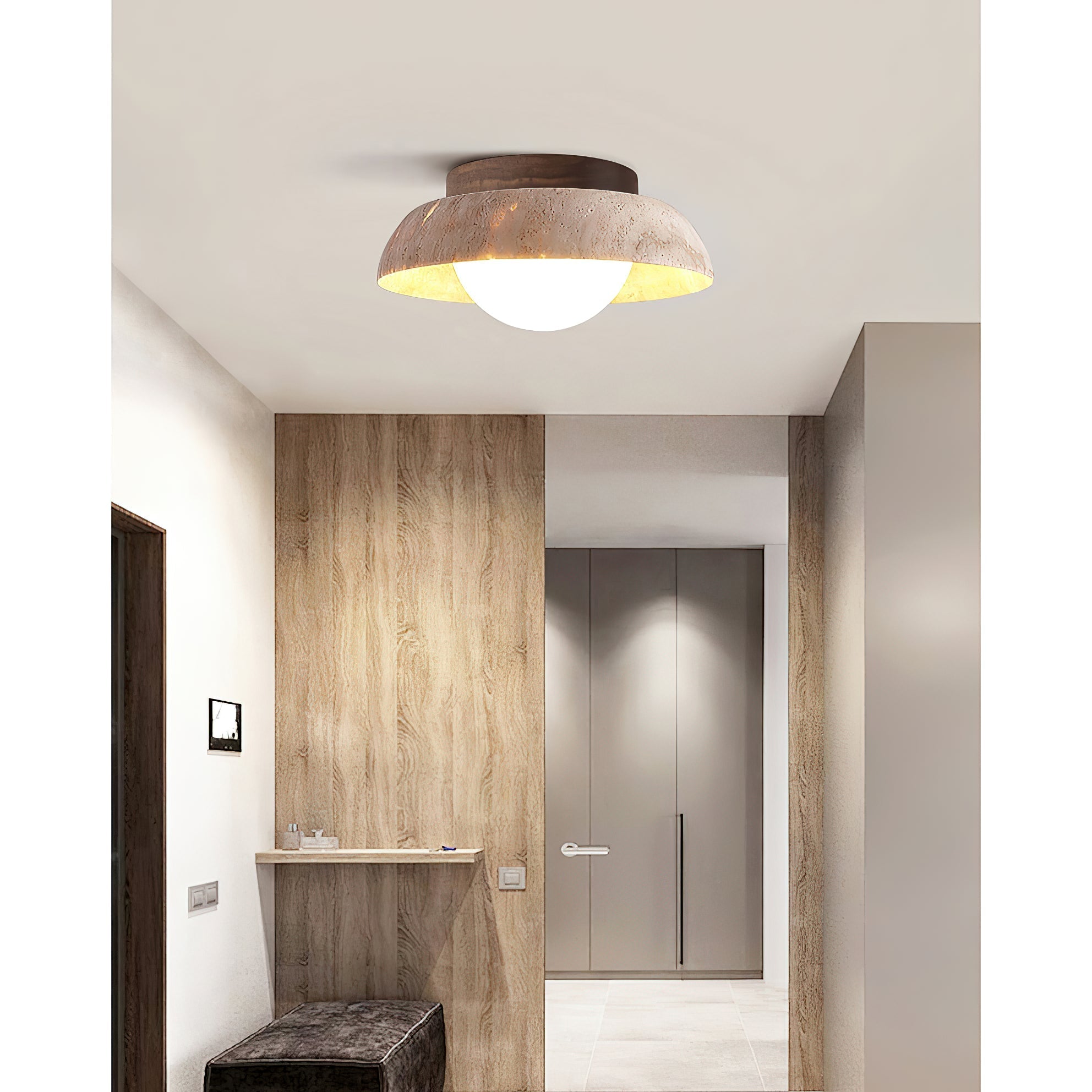 Freyza | Plafonnier en travertin Cuvela – Chambre et salon