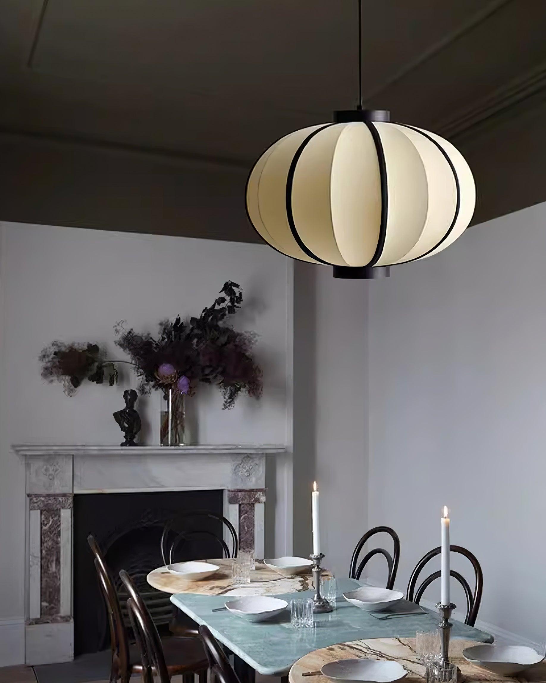 Freyza | Suspension en tissu, lanterne en tissu – Luminaire suspendu vintage pour cuisine et salle à manger