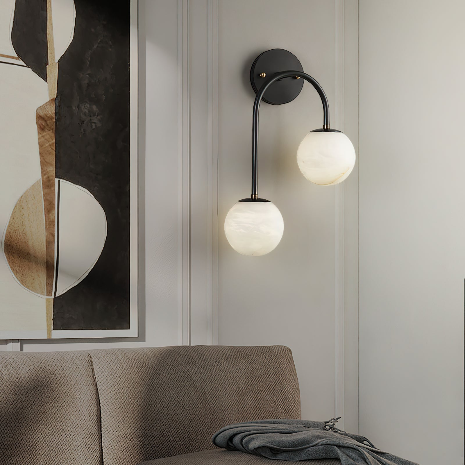 Freyza | Elthaila Wandleuchte aus Messing und Alabaster – Schlafzimmer, Flur