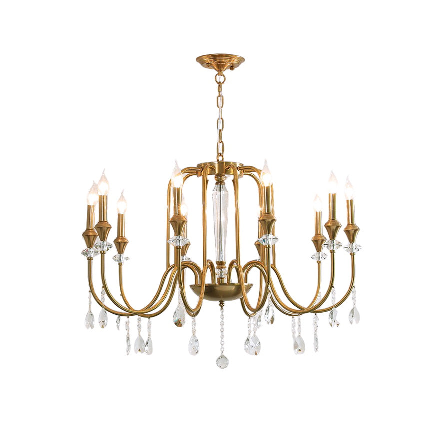 Freyza | Ercararis Vintage Industrial Brass Crystal Chandelier – Industrial Dining Room Living Room