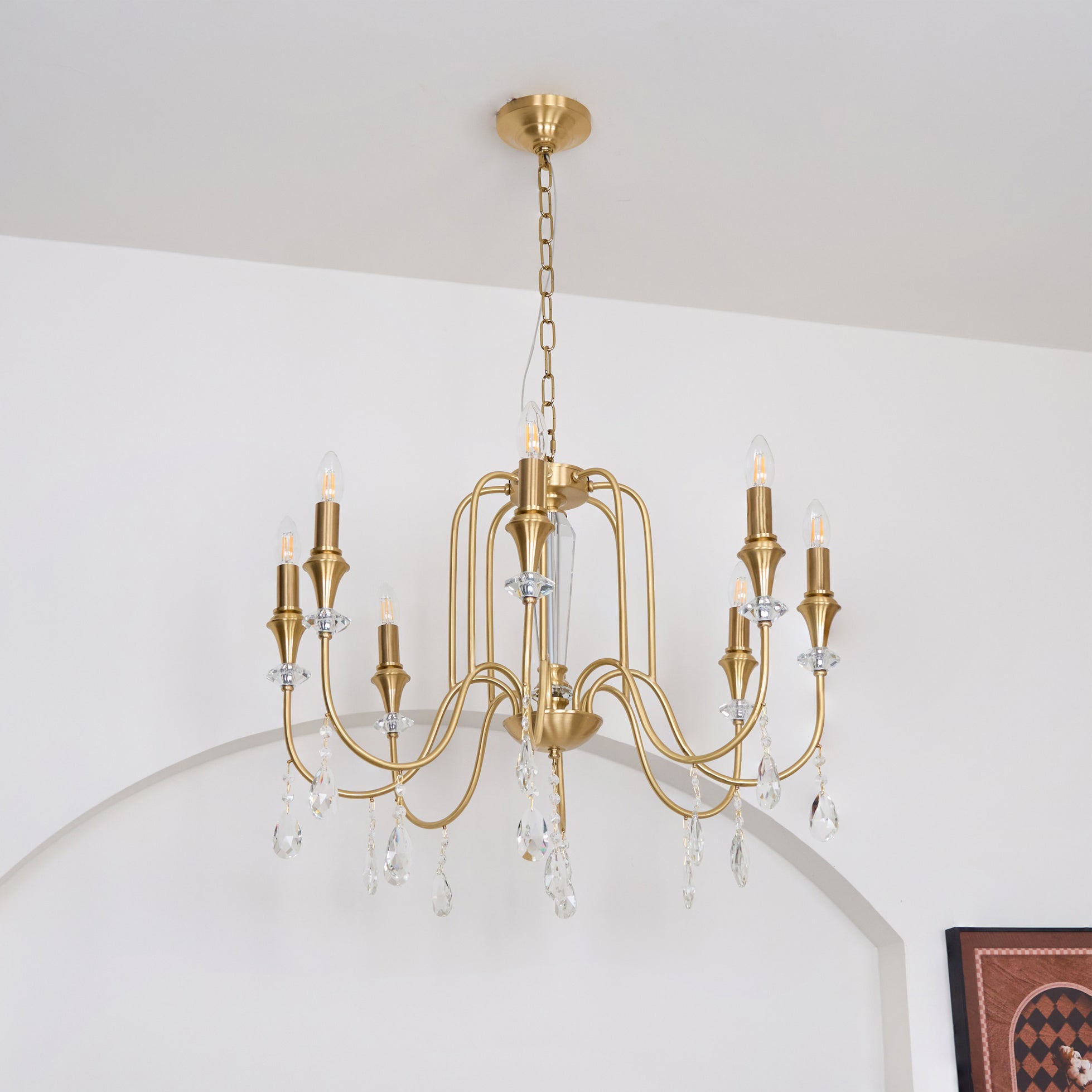 Freyza | Ercararis Vintage Industrial Brass Crystal Chandelier – Industrial Dining Room Living Room