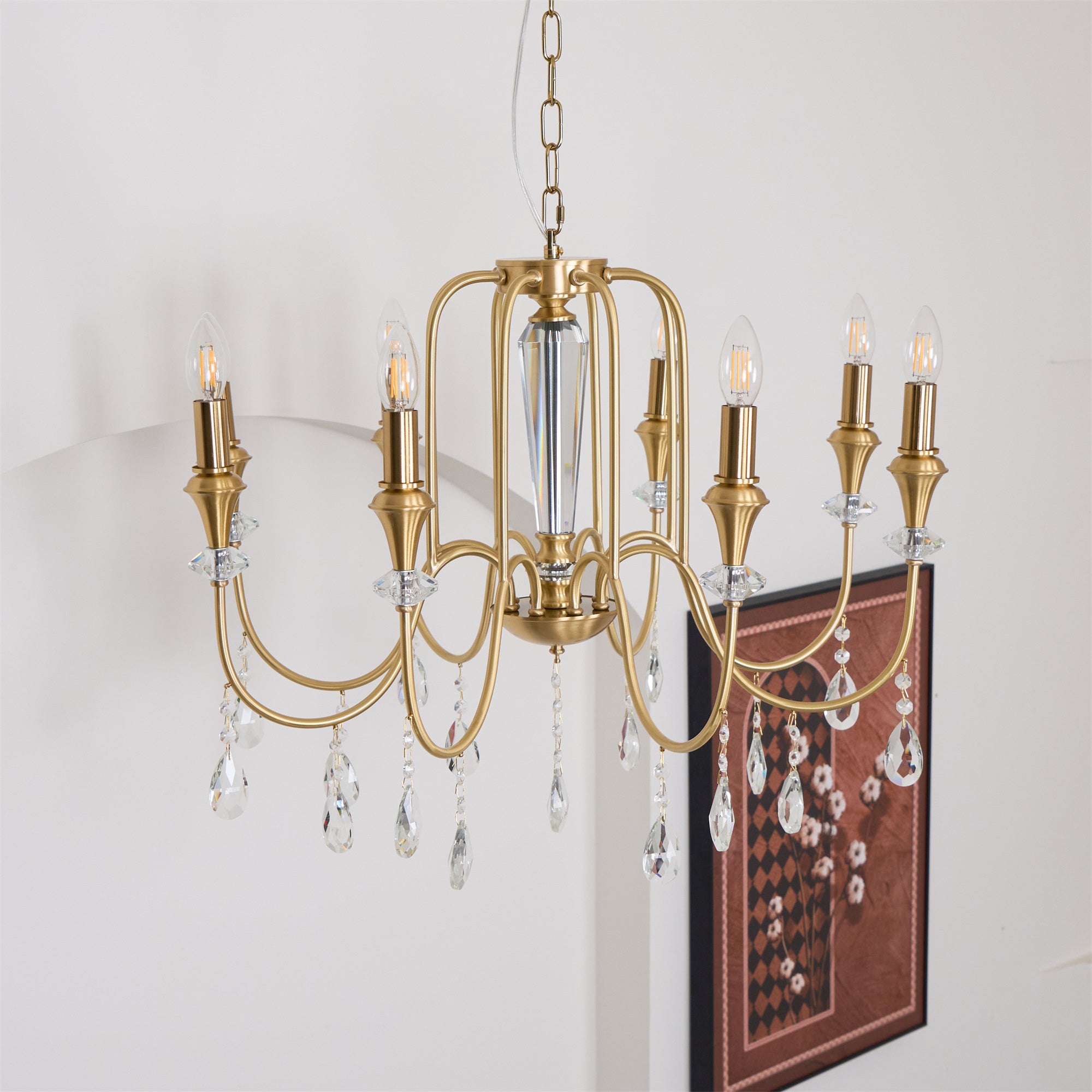 Freyza | Ercararis Vintage Industrial Brass Crystal Chandelier – Industrial Dining Room Living Room