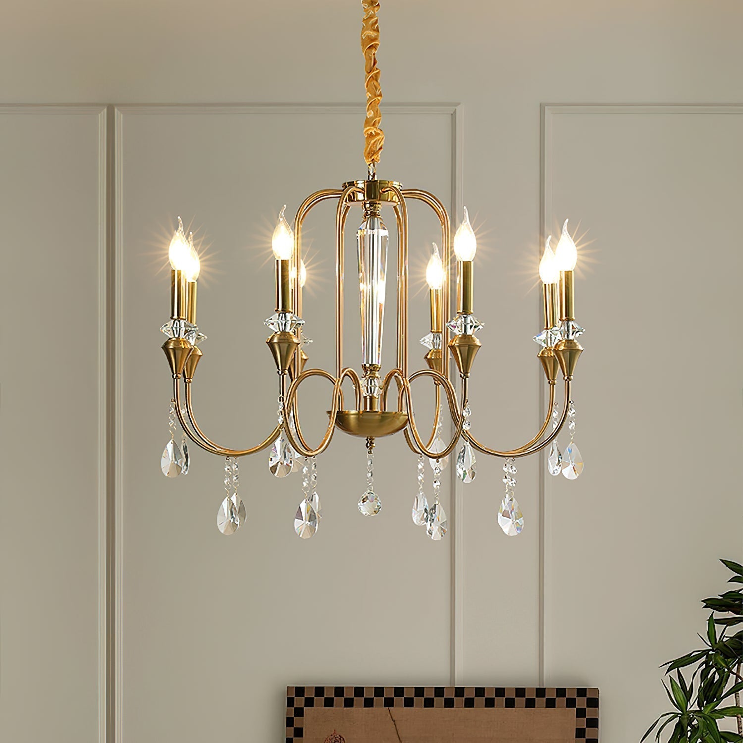 Freyza | Ercararis Vintage Industrial Brass Crystal Chandelier – Industrial Dining Room Living Room