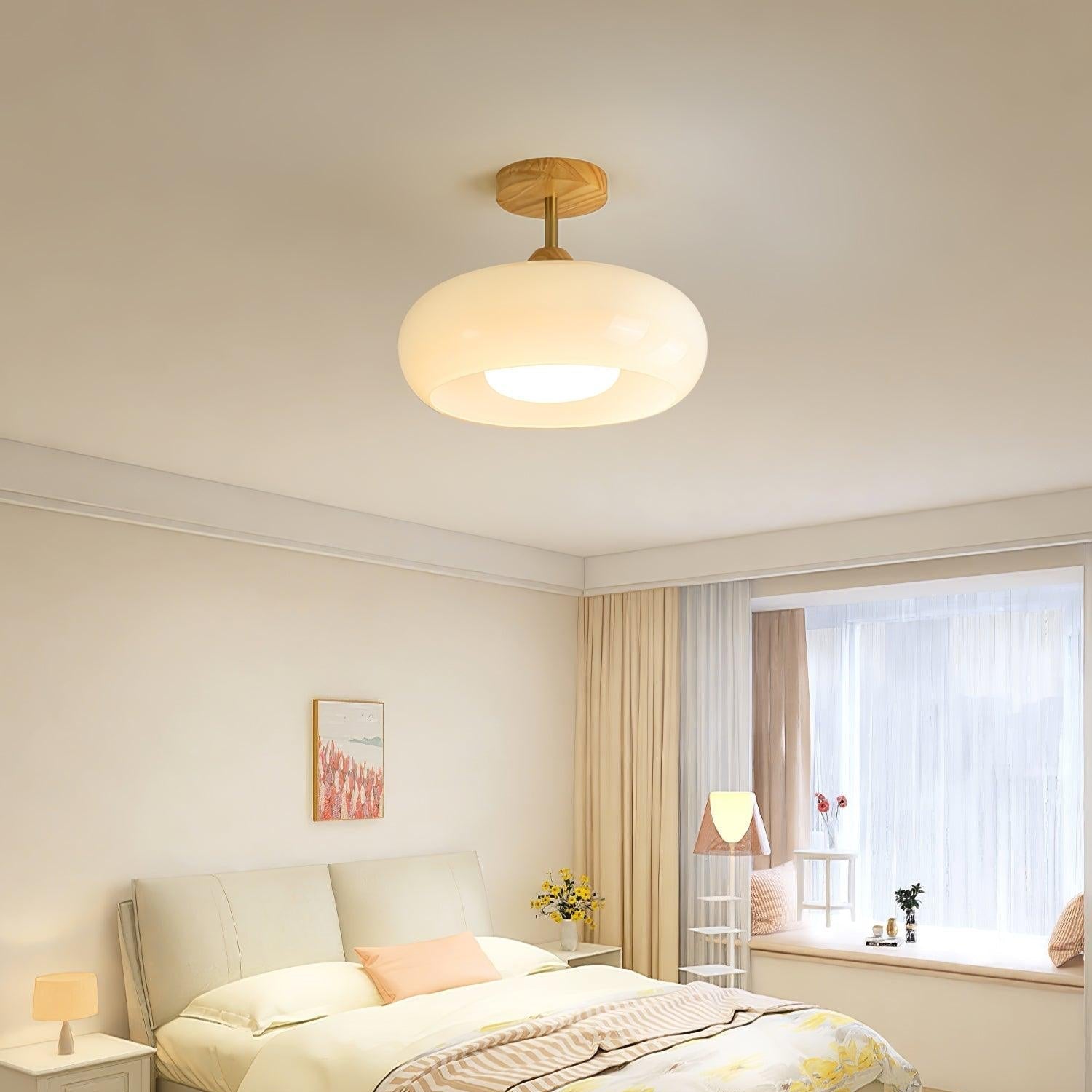Freyza | Plafonnier affleurant en verre blanc – Chambre, couloir, cuisine