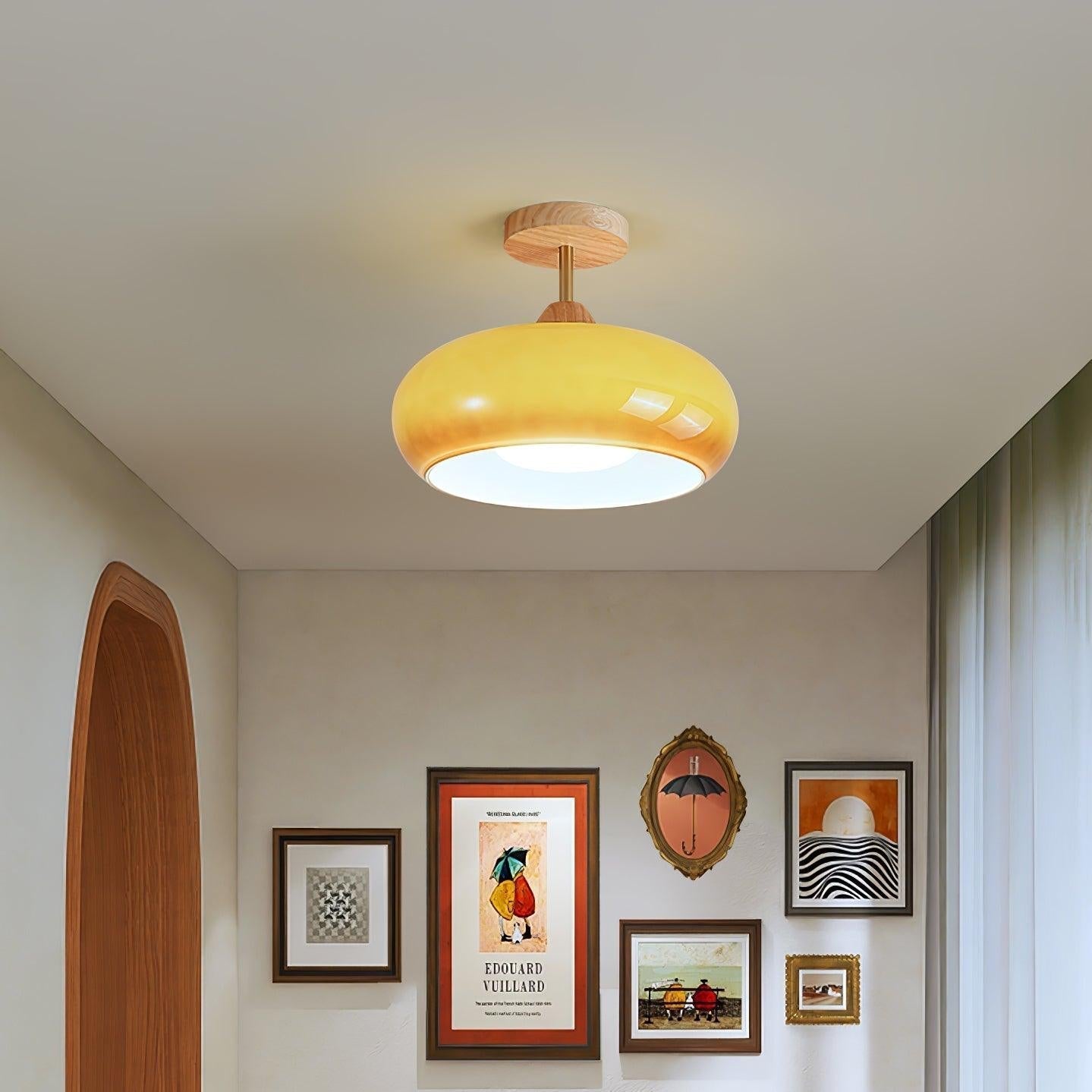 Freyza | Plafonnier affleurant en verre blanc – Chambre, couloir, cuisine