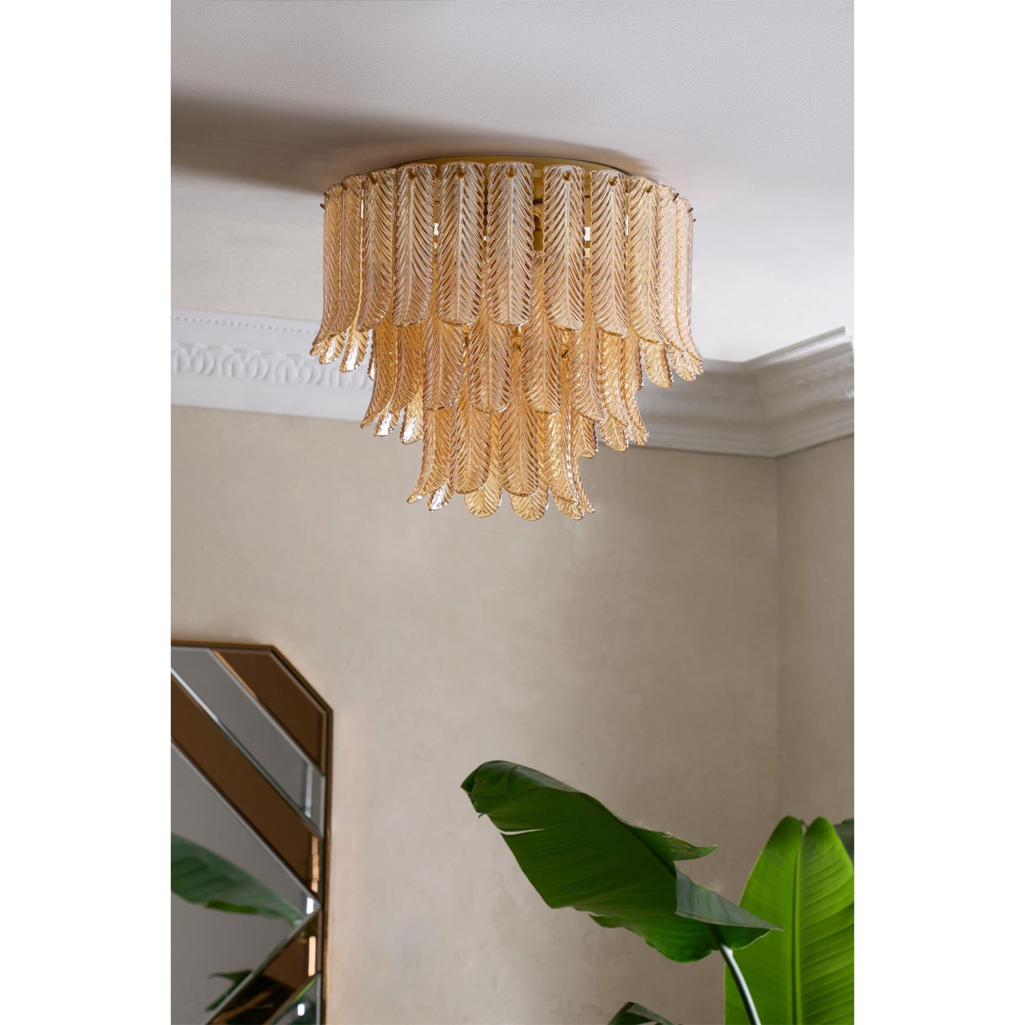 Freyza | Vosolara Postmodern Luxury Brass Glass Ceiling Light – Modern Bedroom Living Room
