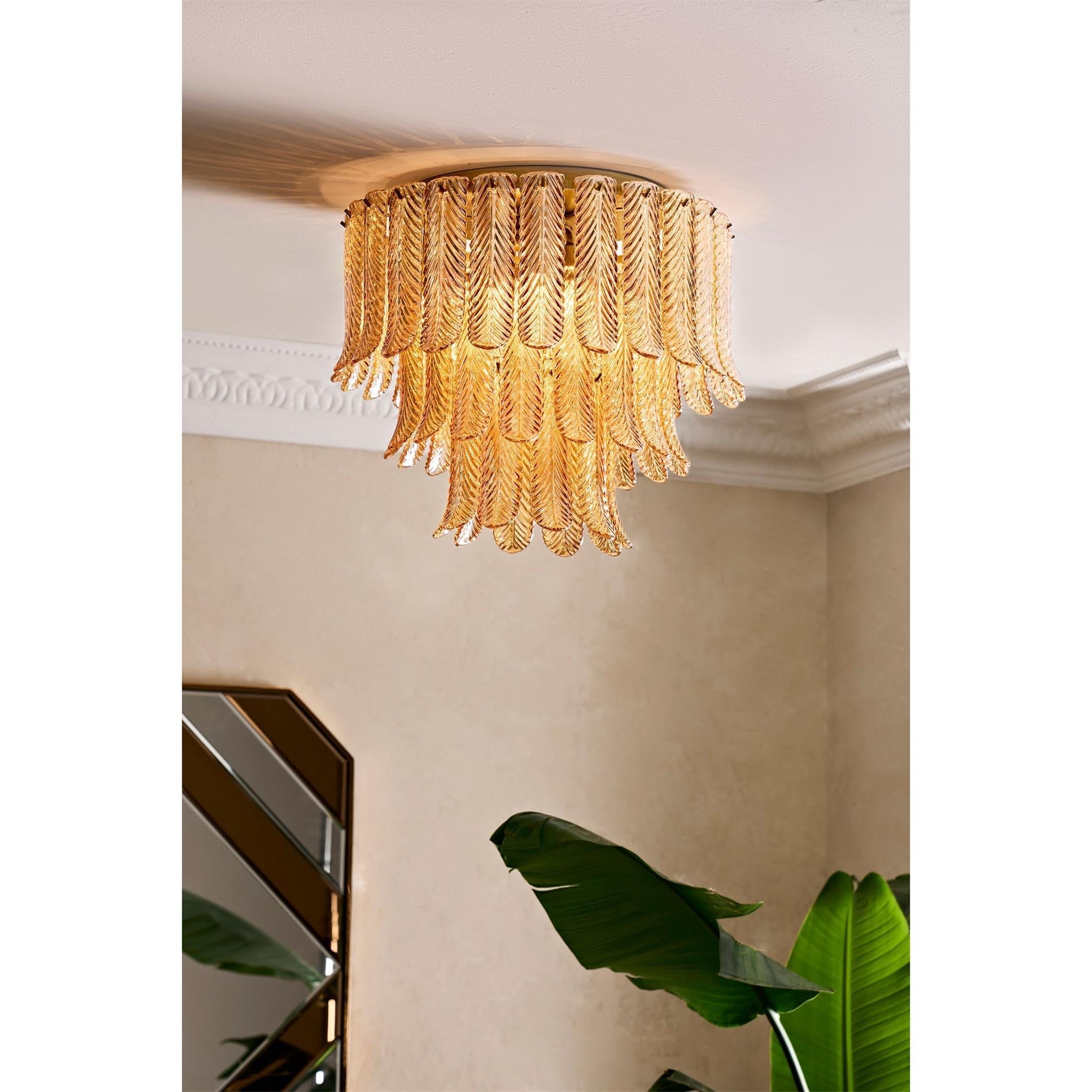 Freyza | Vosolara Postmodern Luxury Brass Glass Ceiling Light – Modern Bedroom Living Room