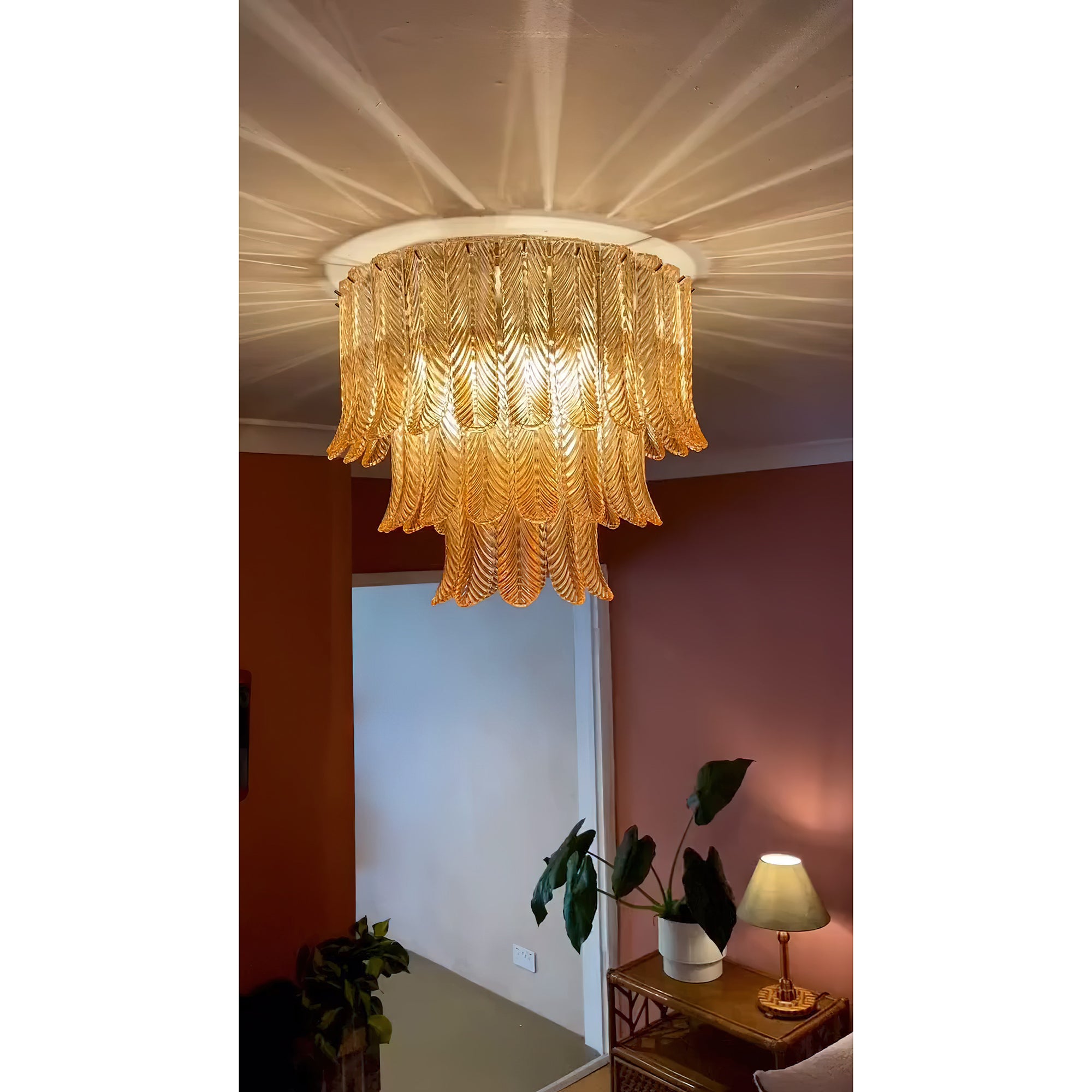 Freyza | Vosolara Postmodern Luxury Brass Glass Ceiling Light – Modern Bedroom Living Room