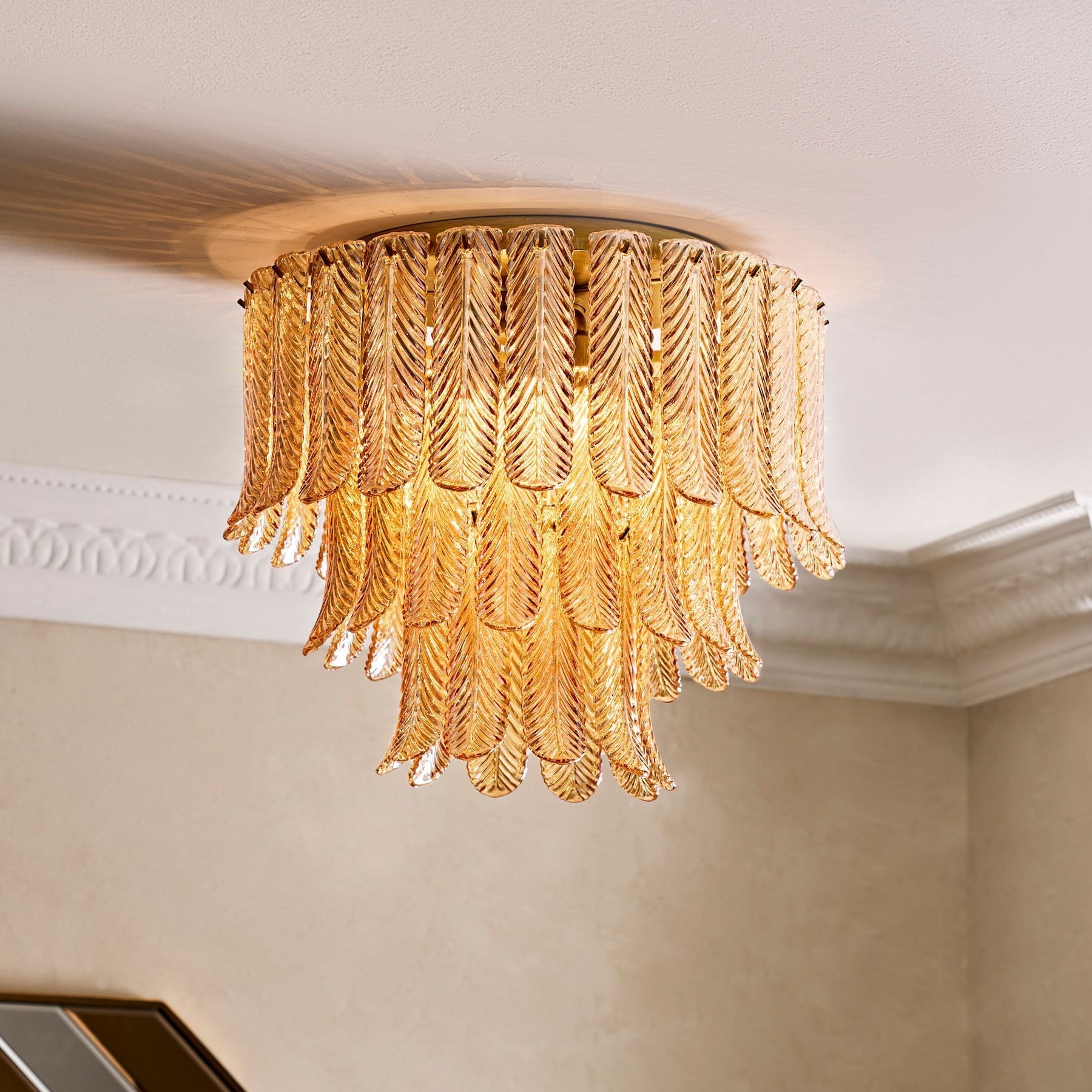 Freyza | Vosolara Postmodern Luxury Brass Glass Ceiling Light – Modern Bedroom Living Room