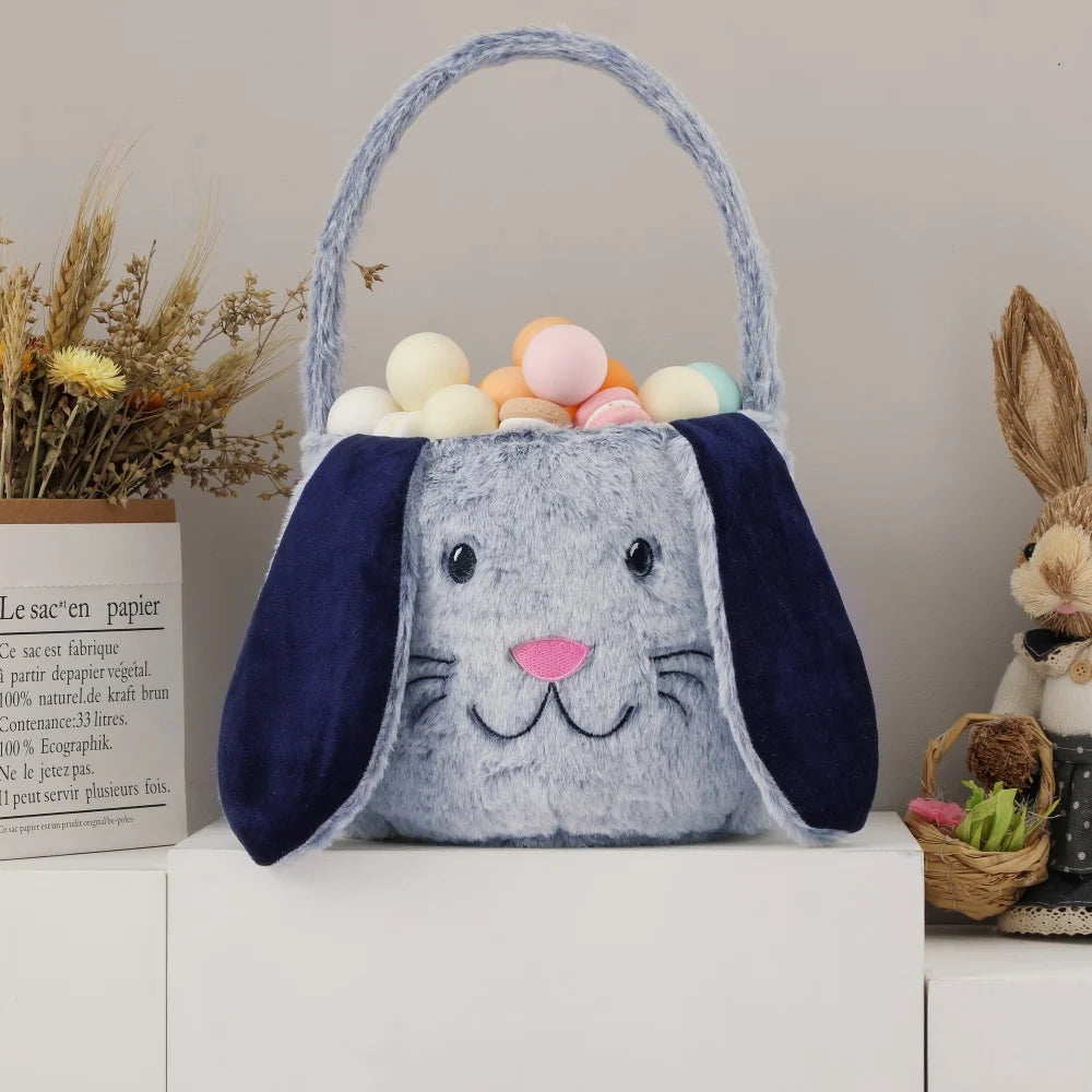 Plush Easter Basket for Kids with Cute Bunny Ears | Soft & Fluffy Design for Egg Hunts 6