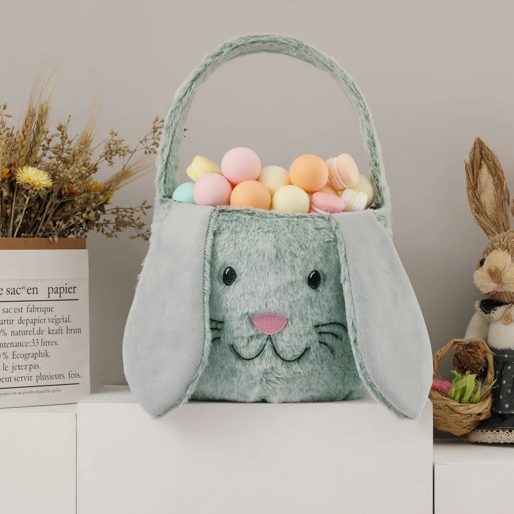 Plush Easter Basket for Kids with Cute Bunny Ears | Soft & Fluffy Design for Egg Hunts 8