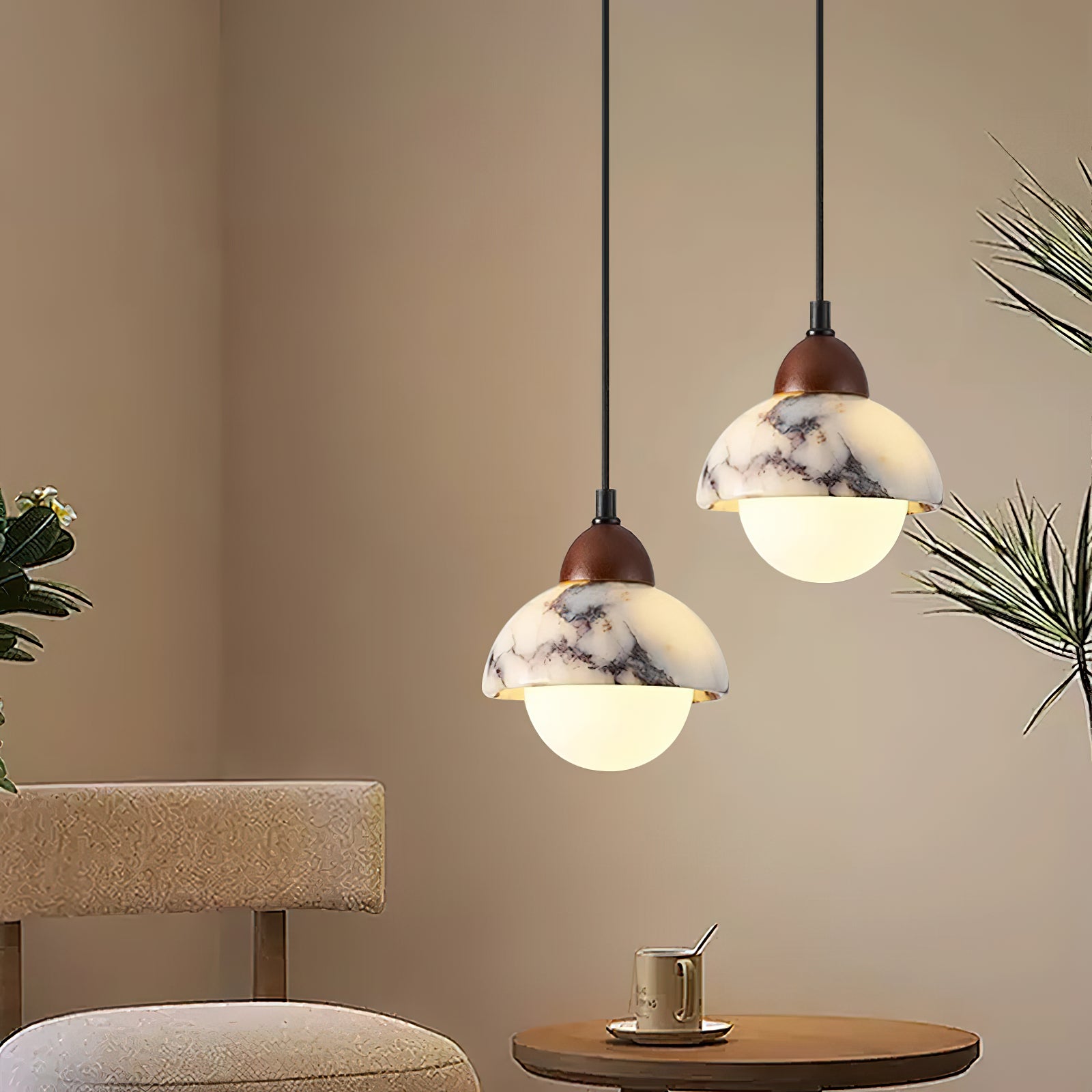 Freyza | Vilaeisra Wooden Marble Wood Marble Pendant Light – Kitchen Dining Room