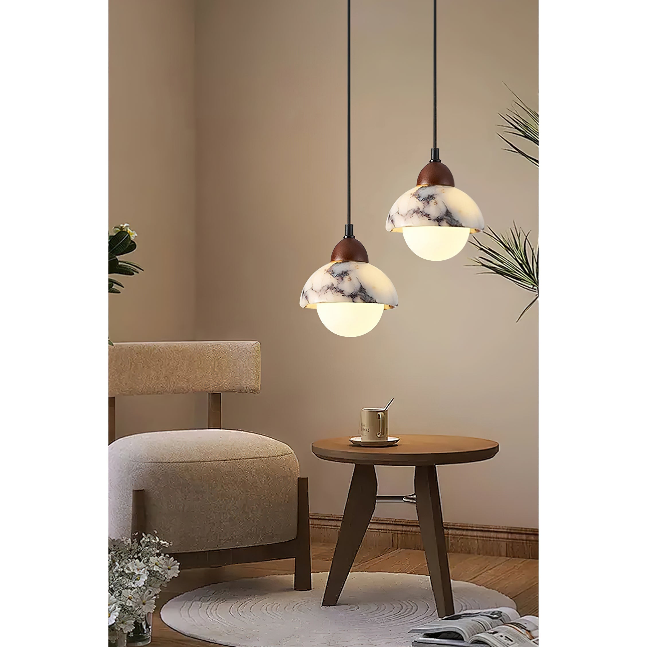 Freyza | Vilaeisra Wooden Marble Wood Marble Pendant Light – Kitchen Dining Room
