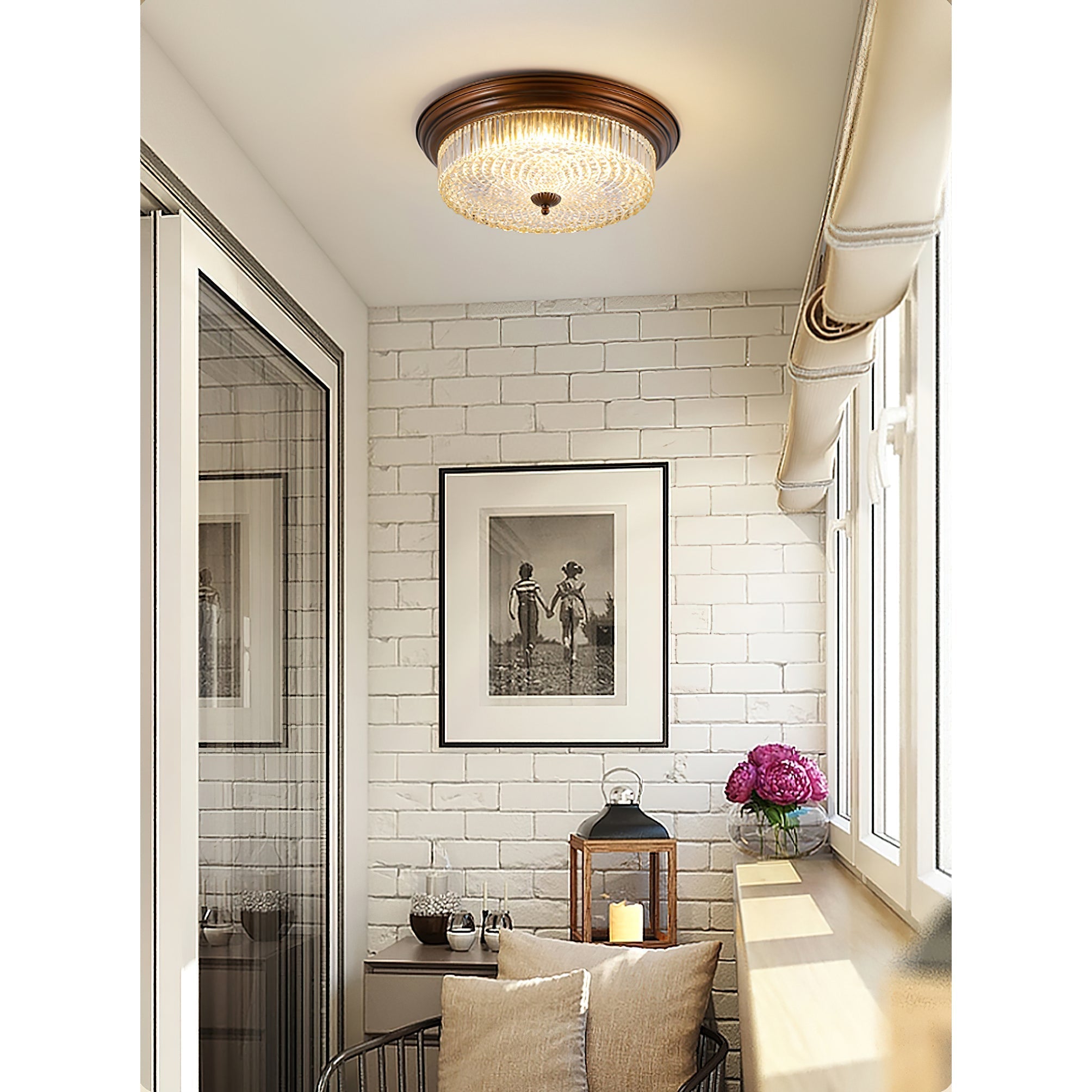 Freyza | Ulcarir Retro Glass Glass Ceiling Light – Retro Bedroom Living Room