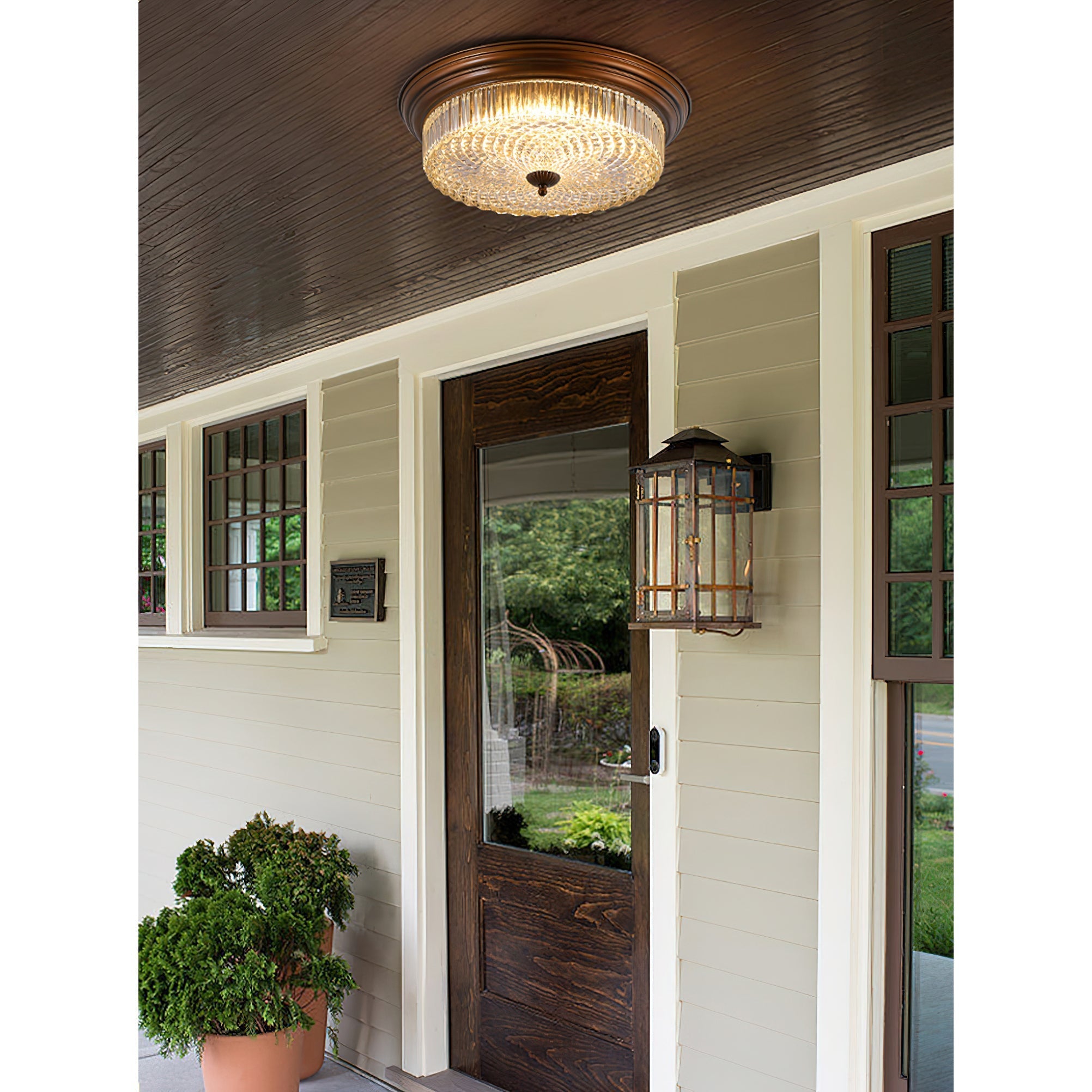 Freyza | Ulcarir Retro Glass Glass Ceiling Light – Retro Bedroom Living Room