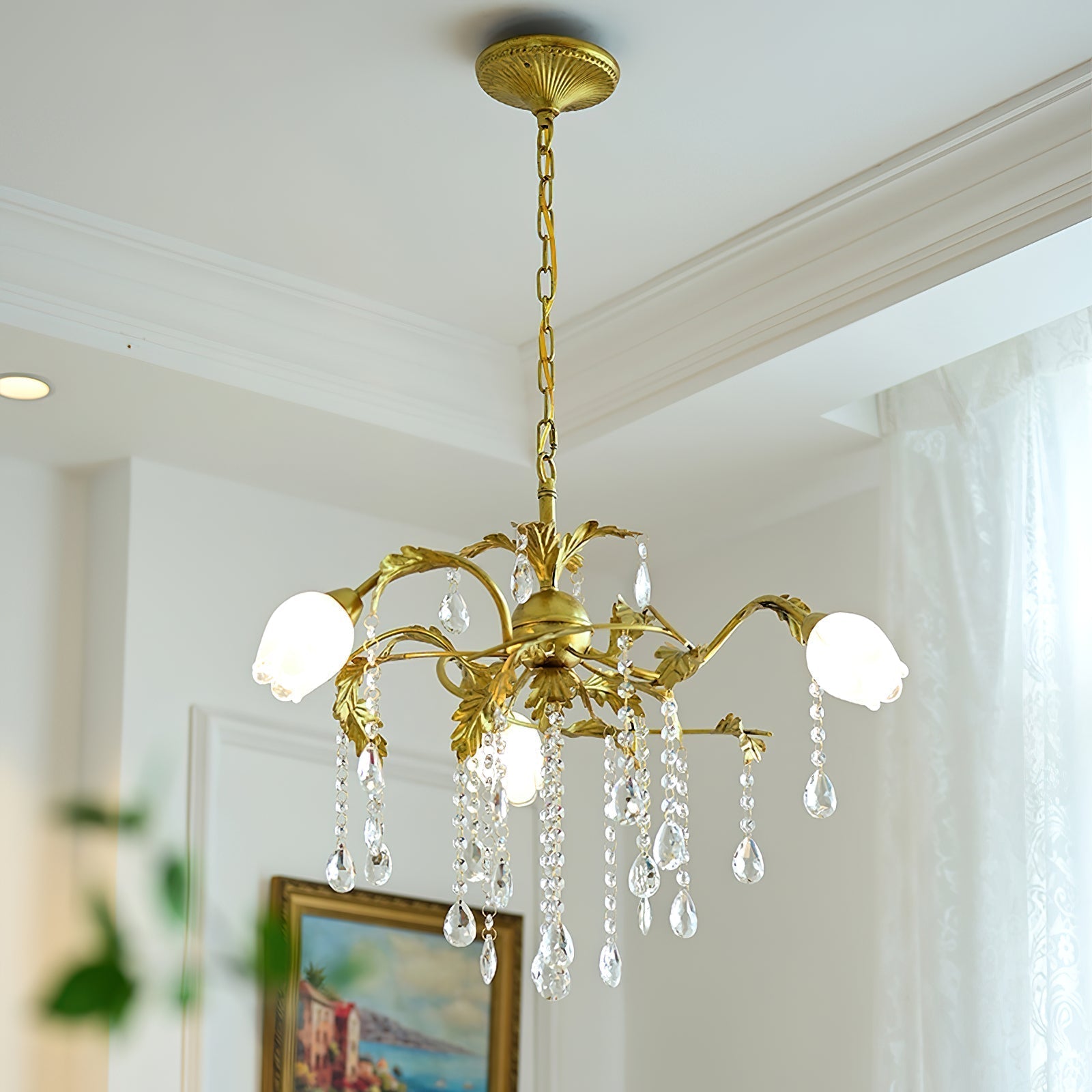 Freyza | Vasorus Vintage Industrial Brass Crystal Chandelier – Industrial Dining Room Living Room