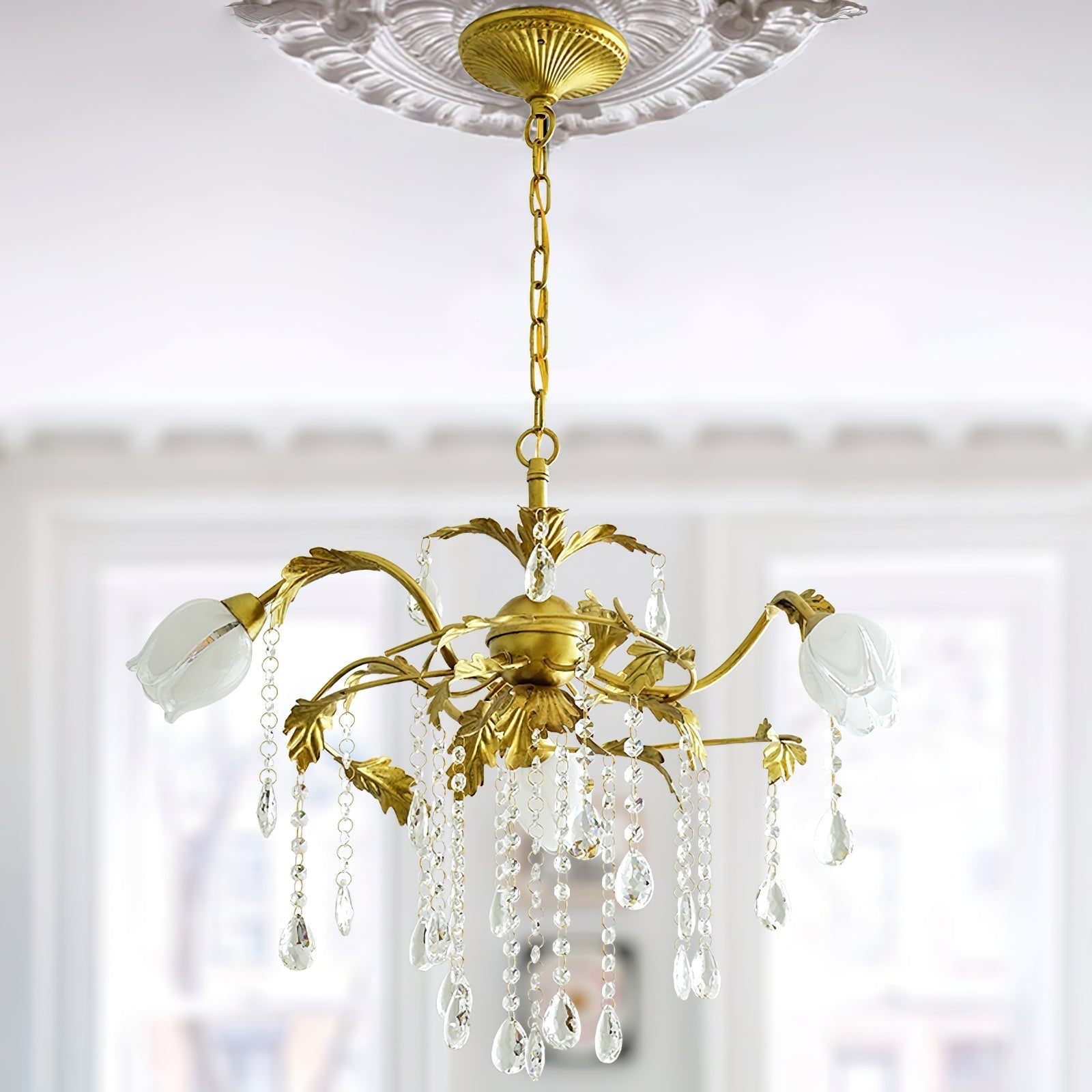 Freyza | Vasorus Vintage Industrial Brass Crystal Chandelier – Industrial Dining Room Living Room