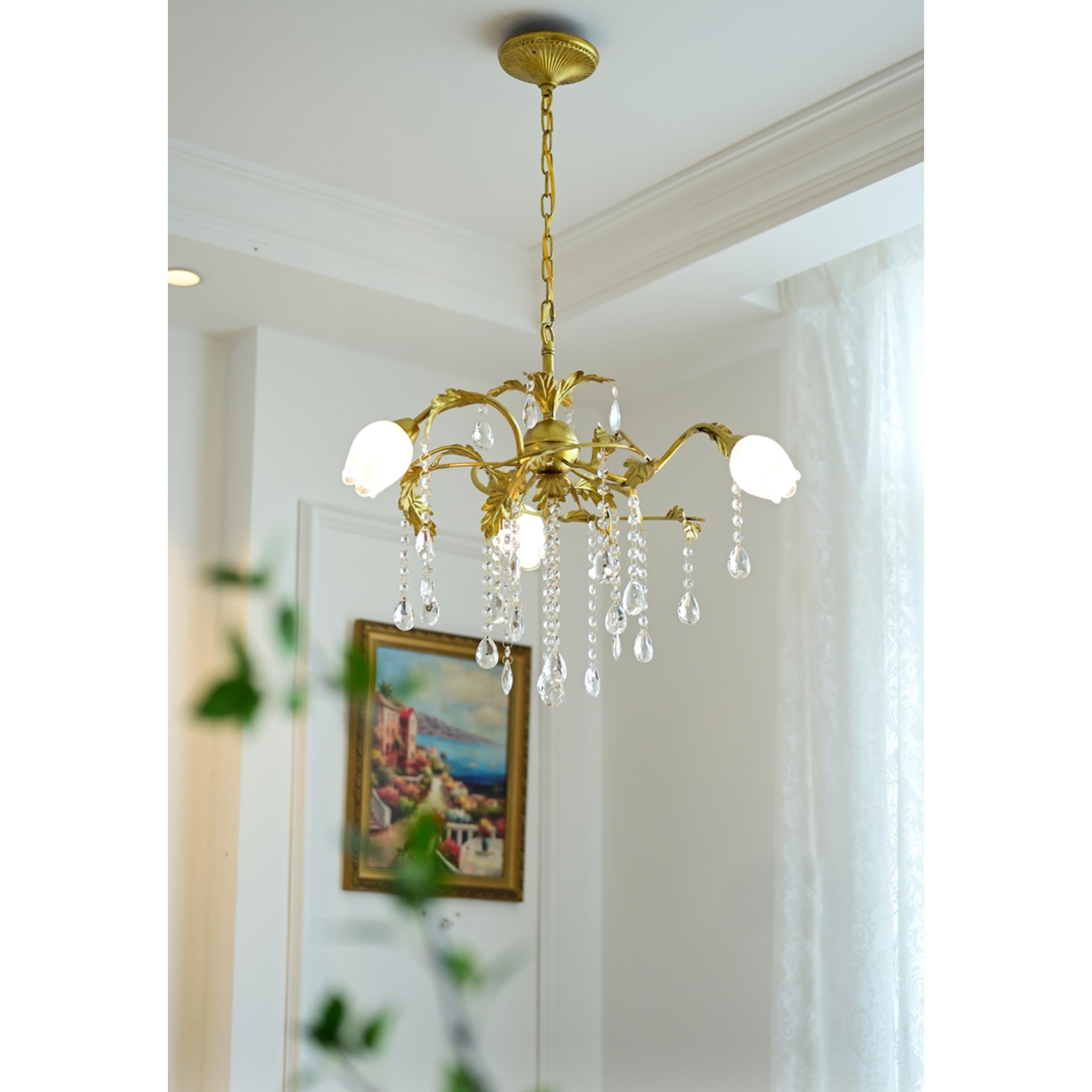 Freyza | Vasorus Vintage Industrial Brass Crystal Chandelier – Industrial Dining Room Living Room