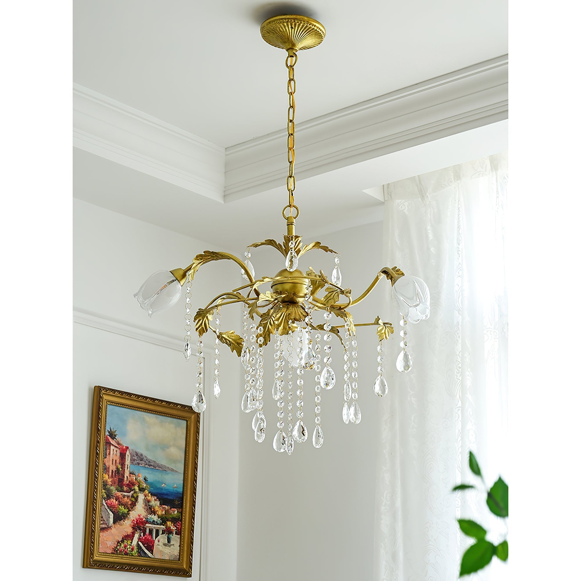 Freyza | Vasorus Vintage Industrial Brass Crystal Chandelier – Industrial Dining Room Living Room