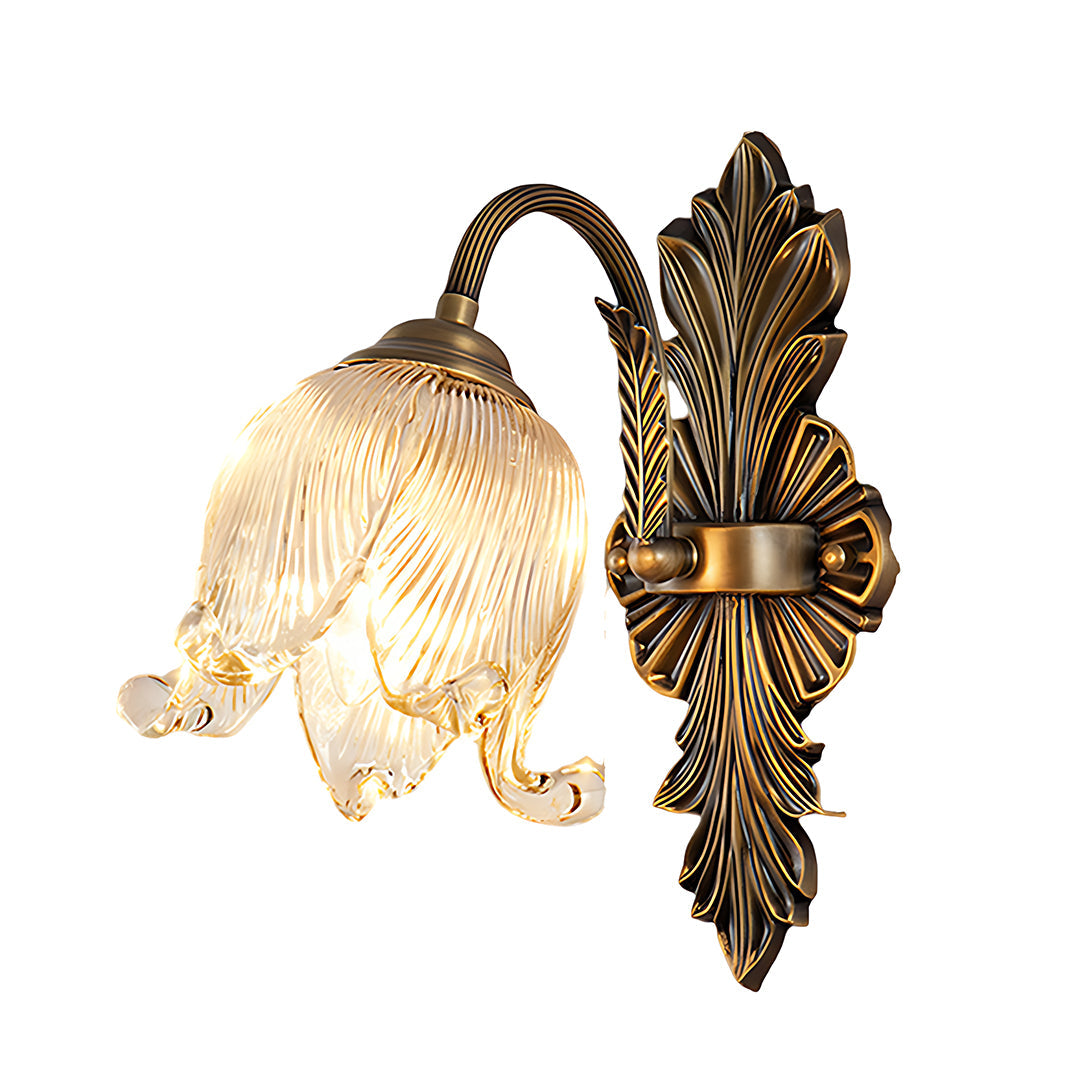 Freyza - Vintage Brass Wall Sconce – American Retro Glass LED E14 - Full Spectrum & 29-30cm