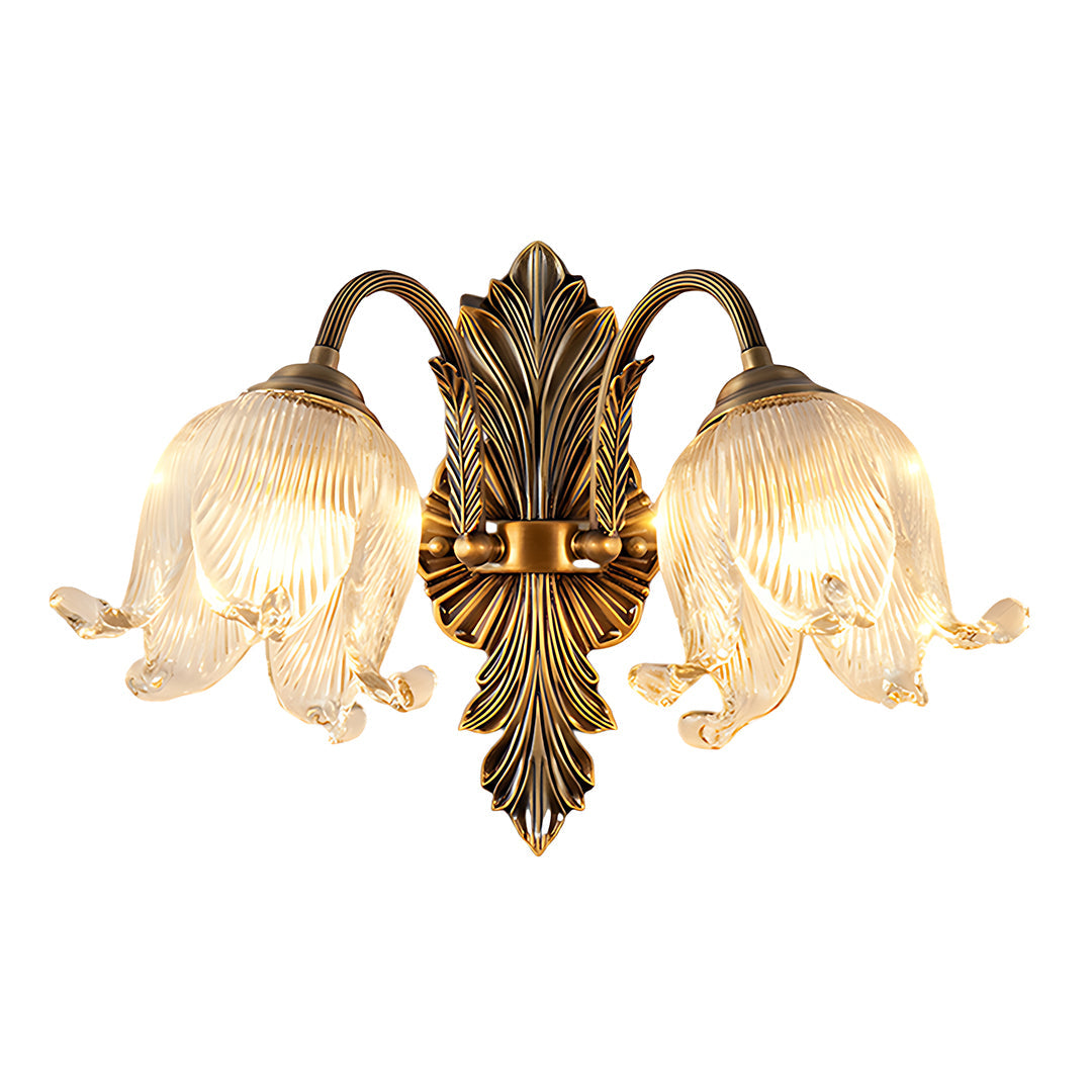 Freyza - Vintage Brass Wall Sconce – American Retro Glass LED E14 - Full Spectrum & 29-30cm