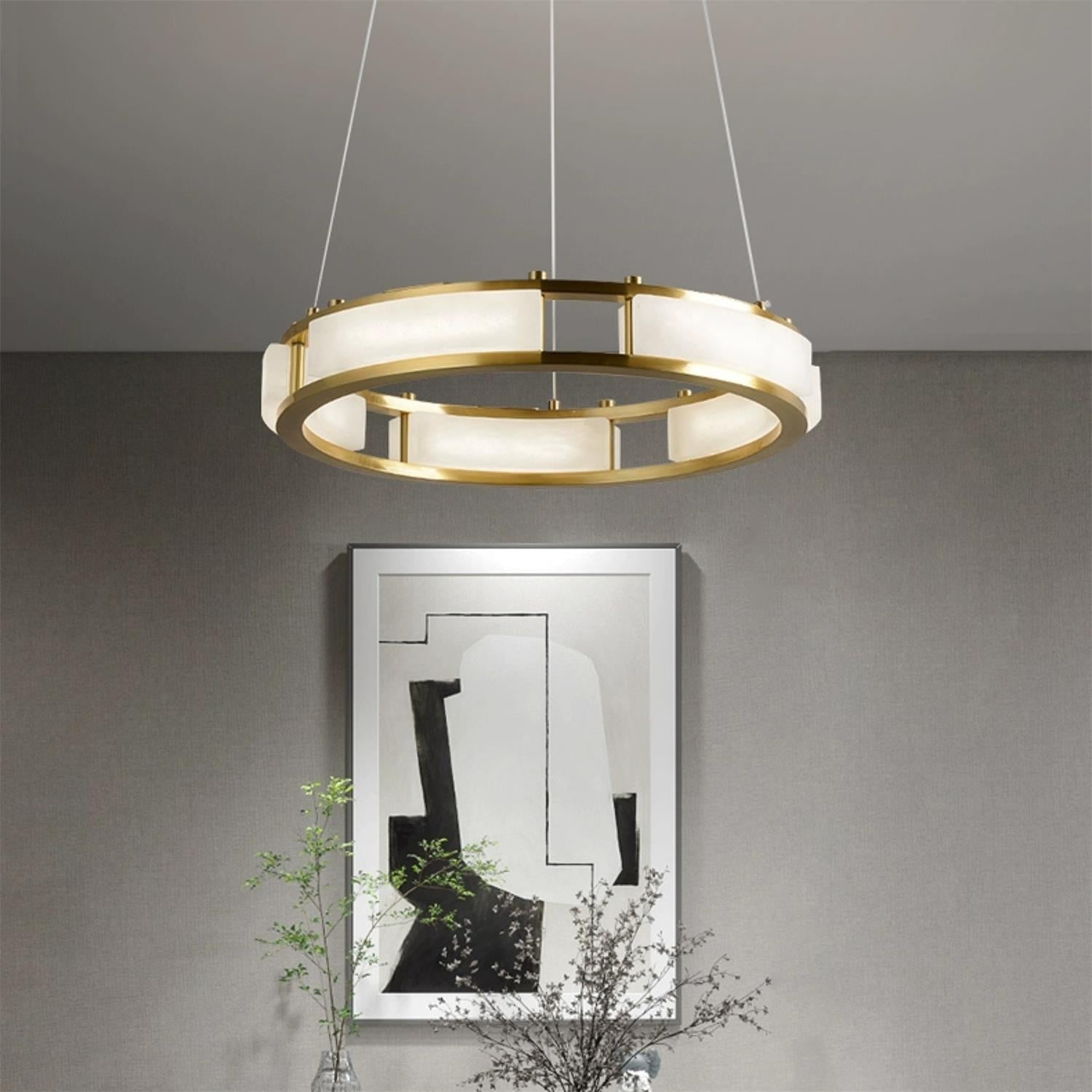 Freyza | Cuzora Brass Alabaster Brass Chandelier – Dining Room Living Room