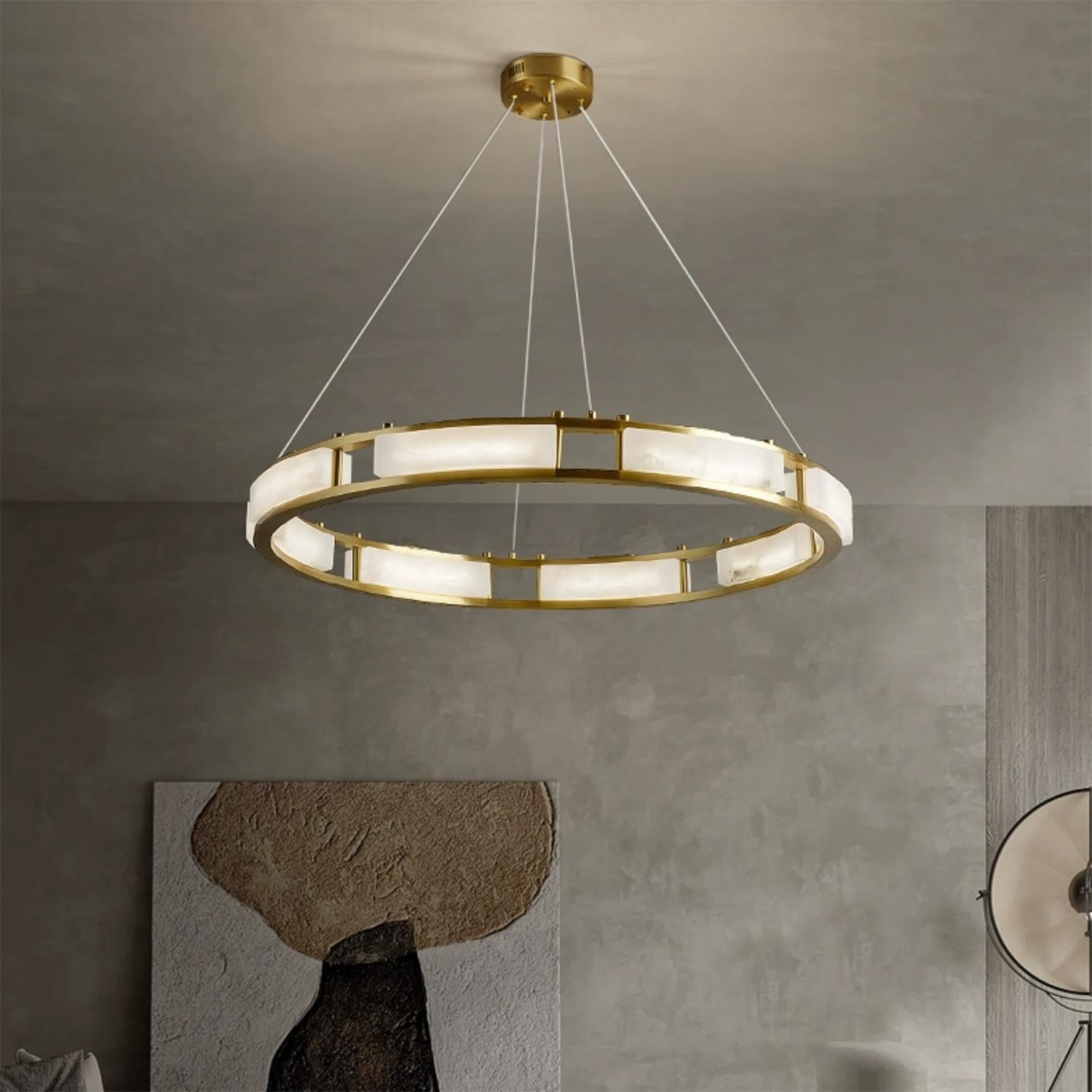 Freyza | Cuzora Brass Alabaster Brass Chandelier – Dining Room Living Room