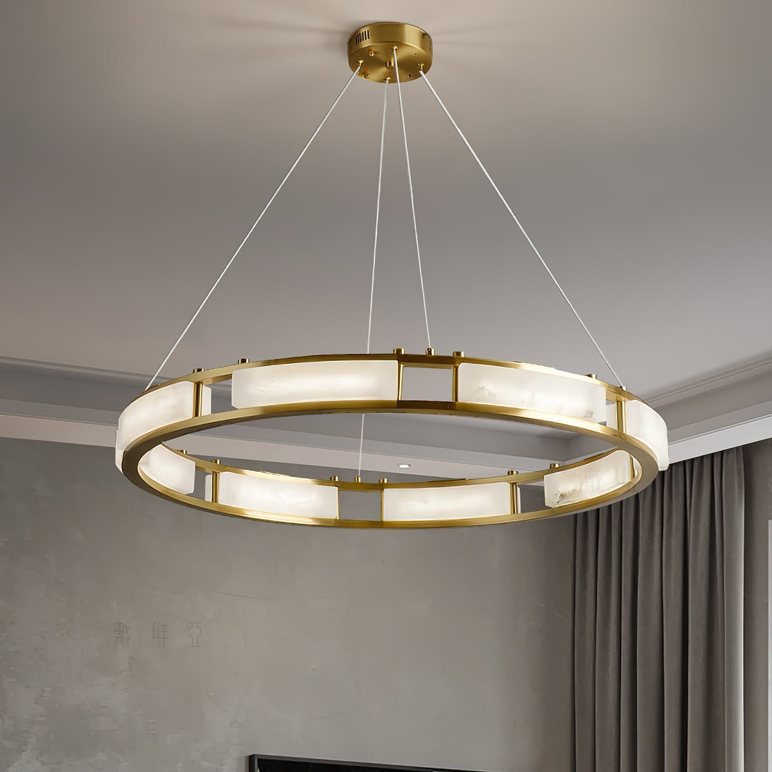 Freyza | Cuzora Brass Alabaster Brass Chandelier – Dining Room Living Room