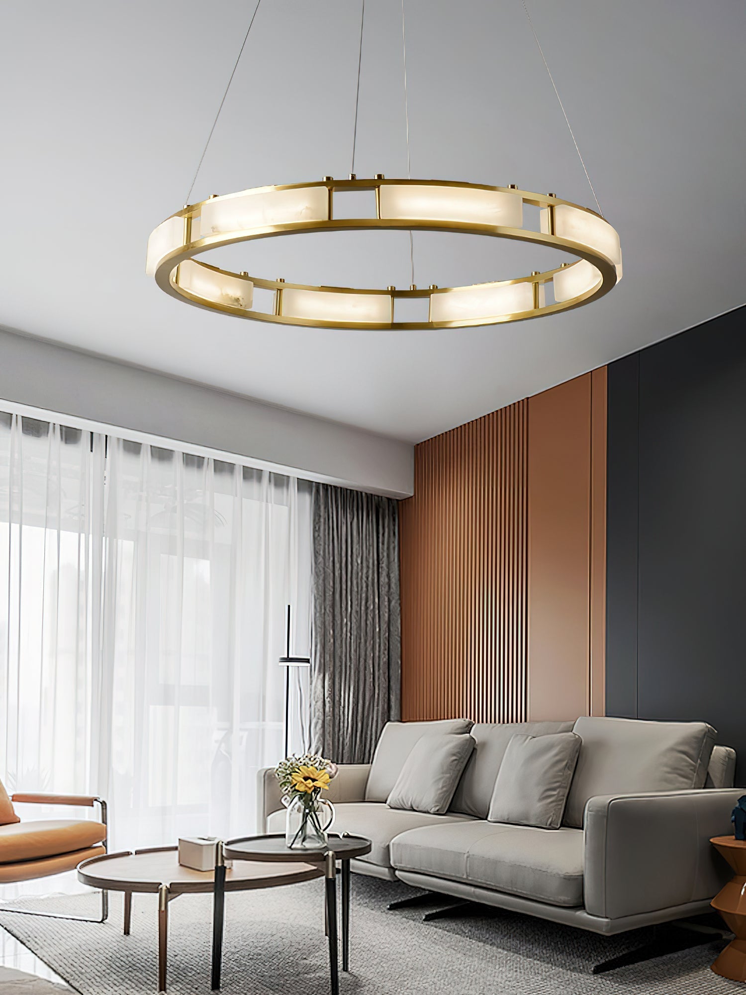 Freyza | Cuzora Brass Alabaster Brass Chandelier – Dining Room Living Room