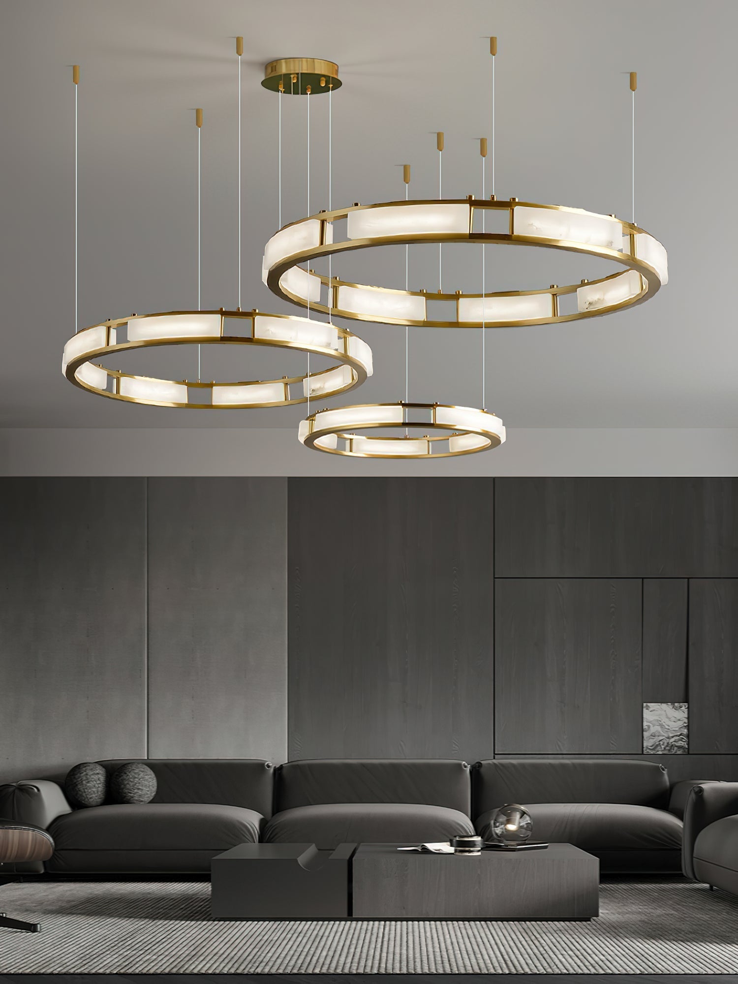 Freyza | Cuzora Brass Alabaster Brass Chandelier – Dining Room Living Room