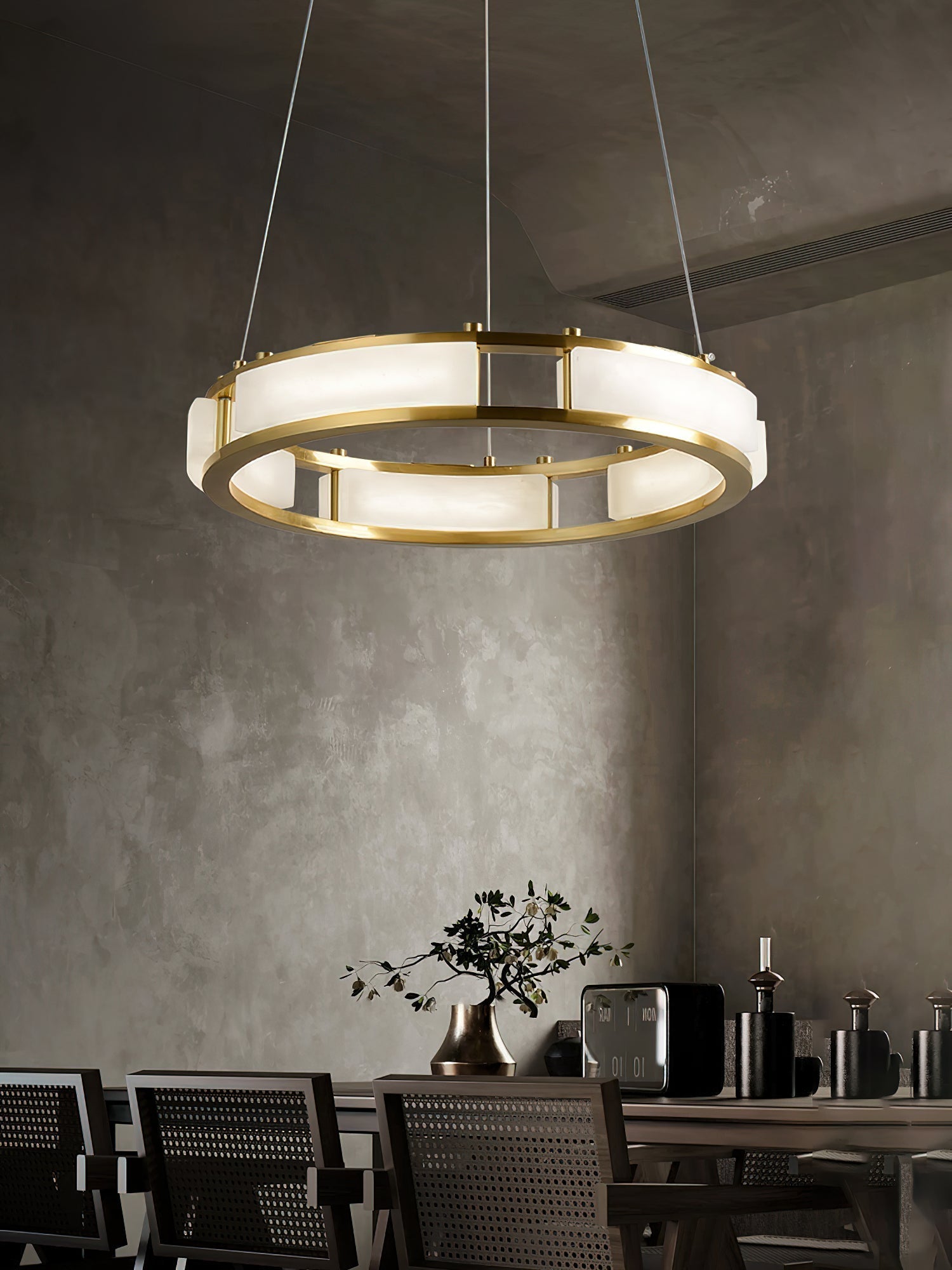 Freyza | Cuzora Brass Alabaster Brass Chandelier – Dining Room Living Room