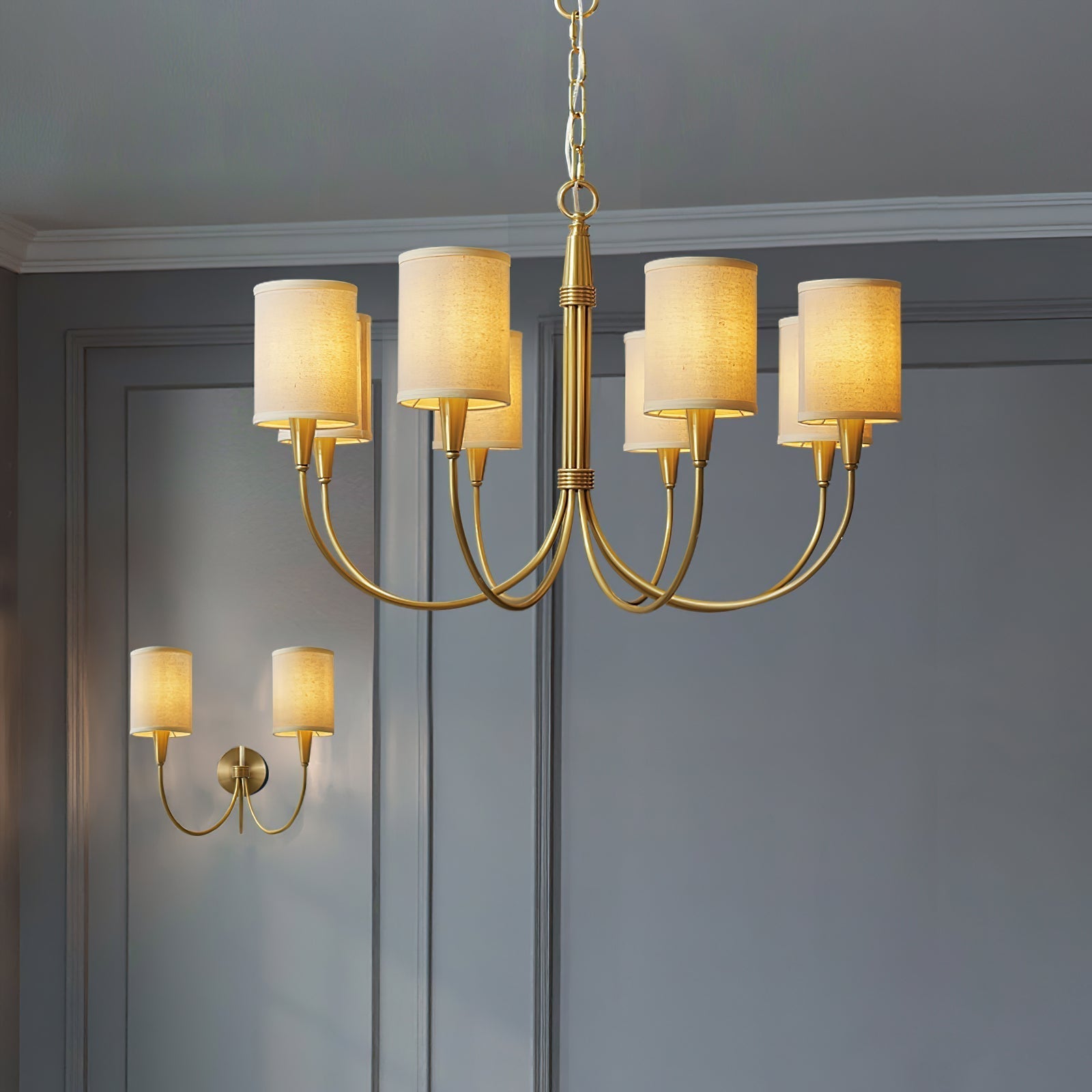 Freyza | Armira Vintage Industrial Fabric Chandelier – Industrial Dining Room Living Room