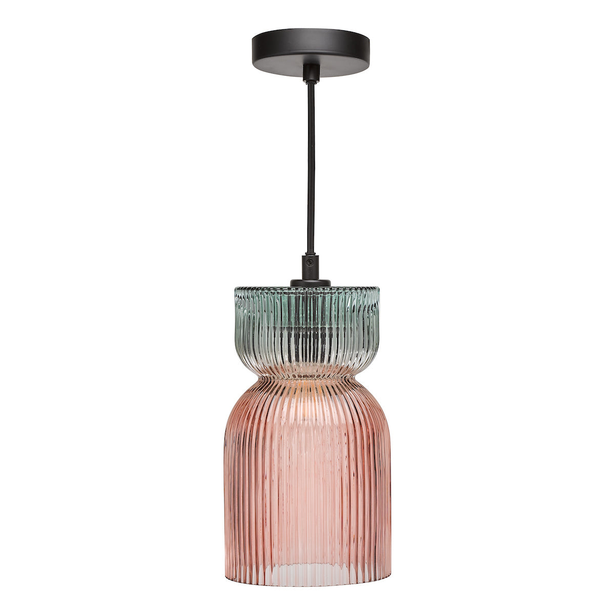 RhubarbGlow | Playful Textured Pink Green Ribbed Glass Pendant Light 7