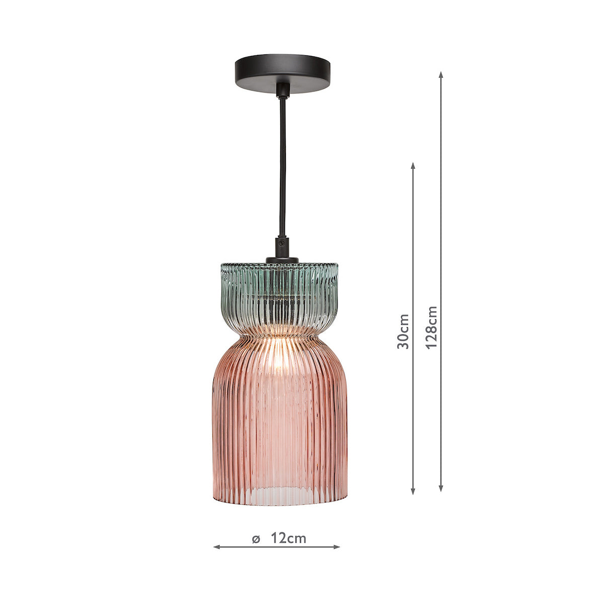 RhubarbGlow | Playful Textured Pink Green Ribbed Glass Pendant Light 10