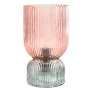 RhubarbGlow | Playful Textured Pink Green Ribbed Glass Table Lamp 1