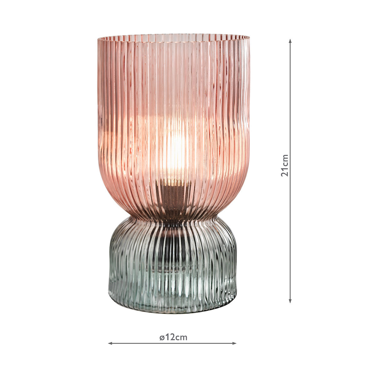 RhubarbGlow | Playful Textured Pink Green Ribbed Glass Table Lamp 10