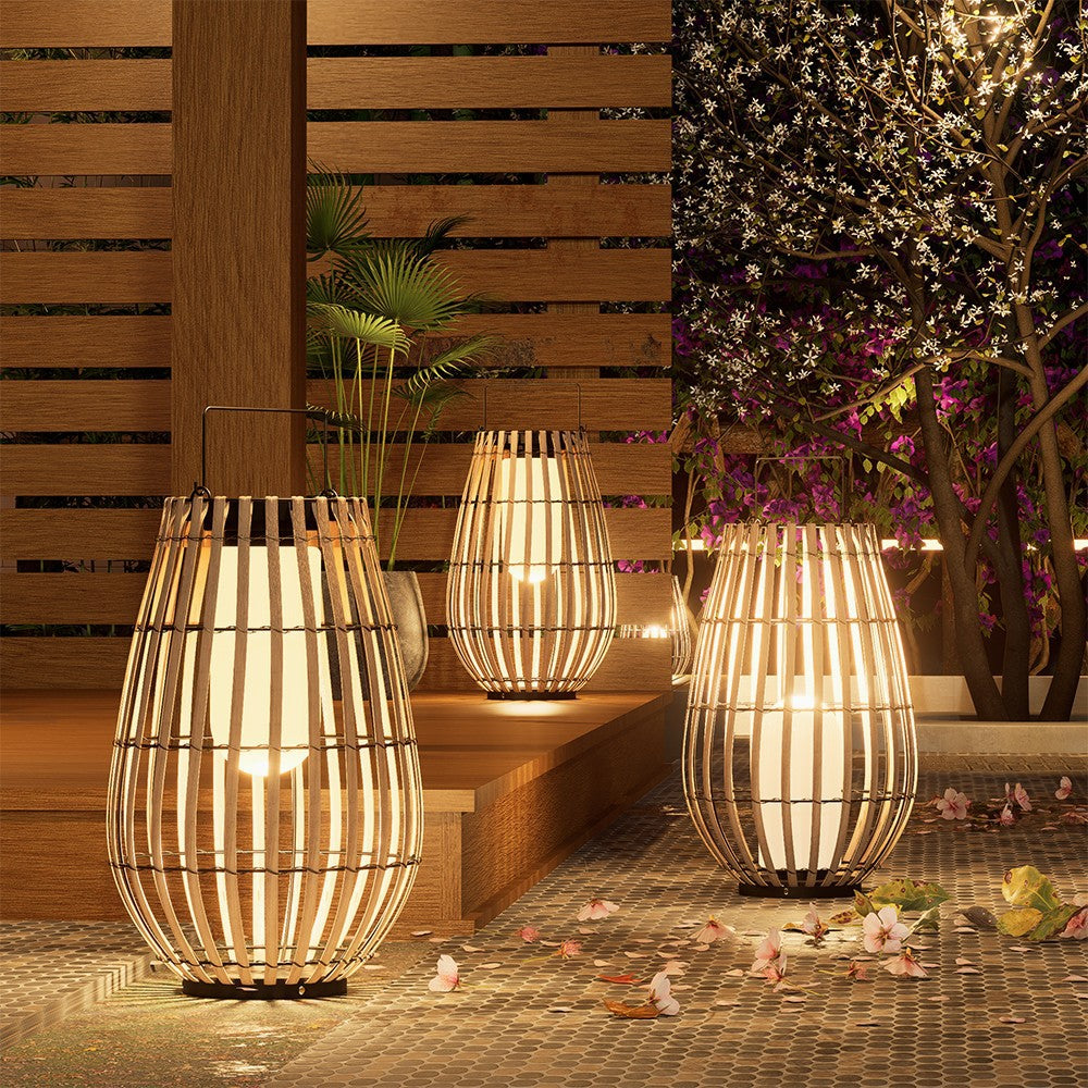Freyza - RattanGlow | Eco-Friendly Waterproof Solar Lantern for Outdoor Spaces