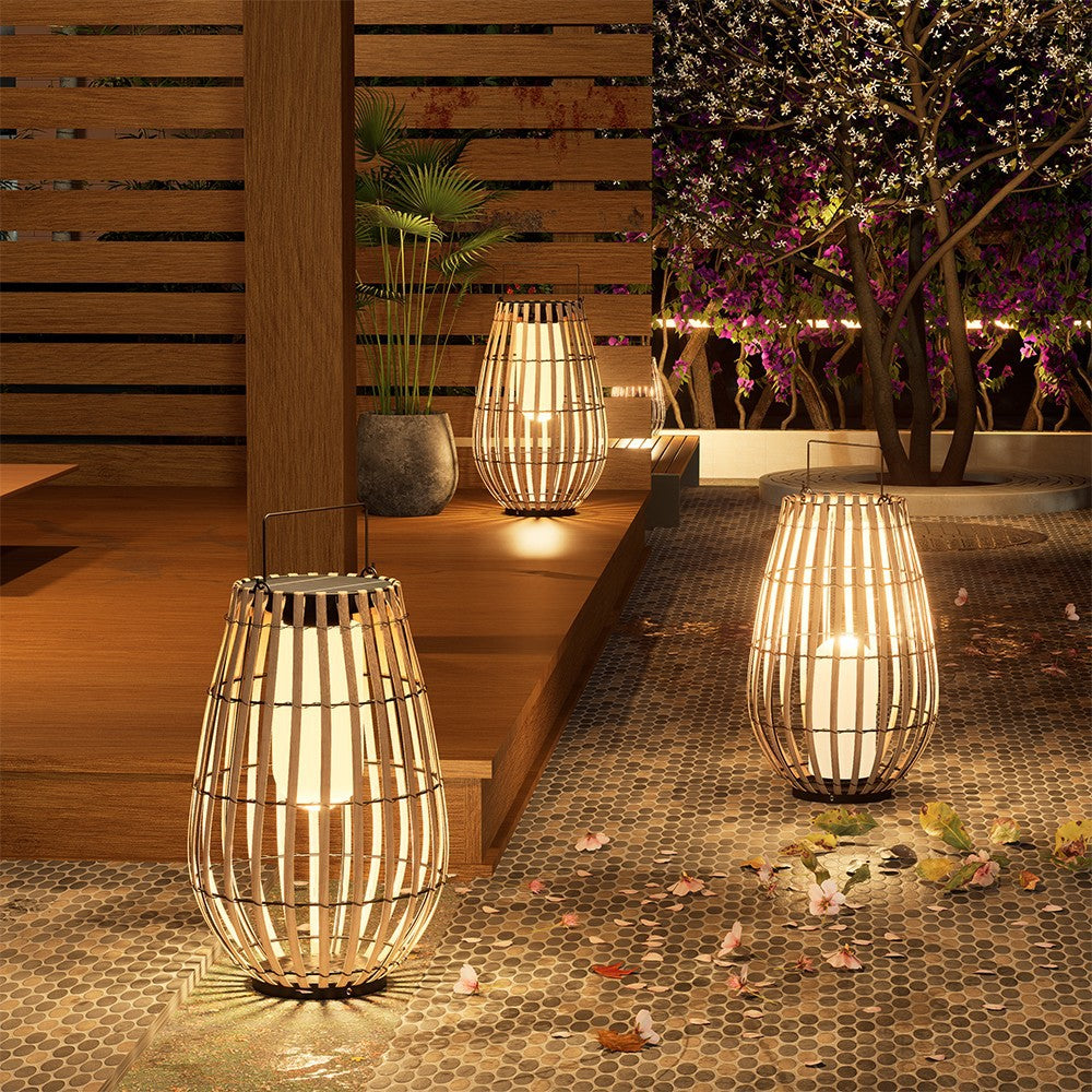Freyza - RattanGlow | Eco-Friendly Waterproof Solar Lantern for Outdoor Spaces
