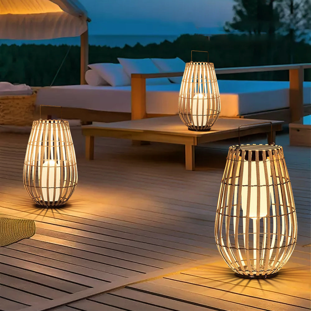 Freyza - RattanGlow | Eco-Friendly Waterproof Solar Lantern for Outdoor Spaces