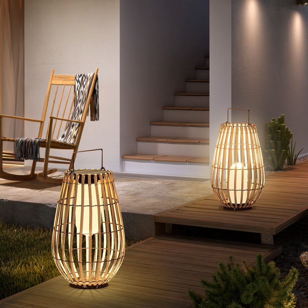 Freyza - RattanGlow | Eco-Friendly Waterproof Solar Lantern for Outdoor Spaces