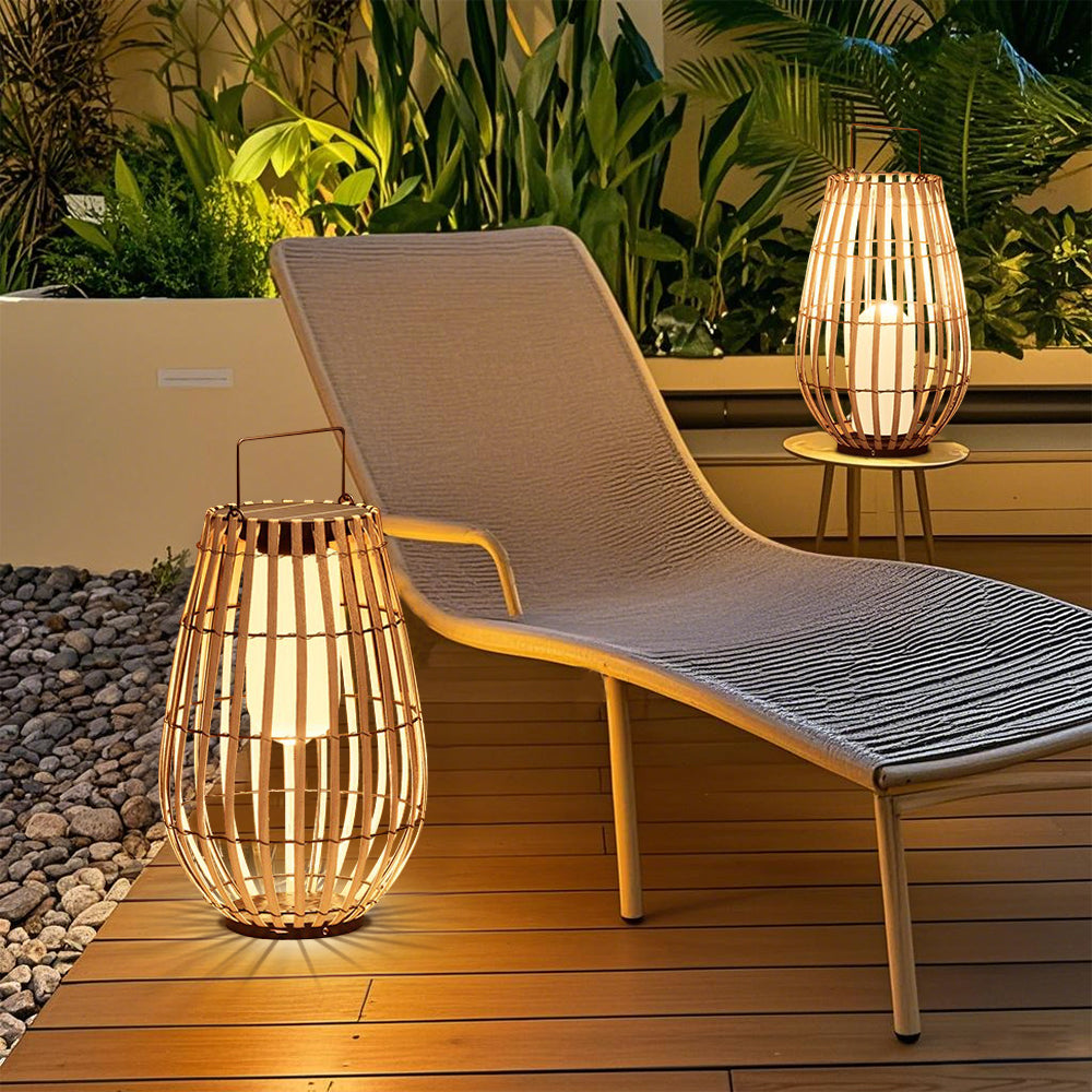 Freyza - RattanGlow | Eco-Friendly Waterproof Solar Lantern for Outdoor Spaces