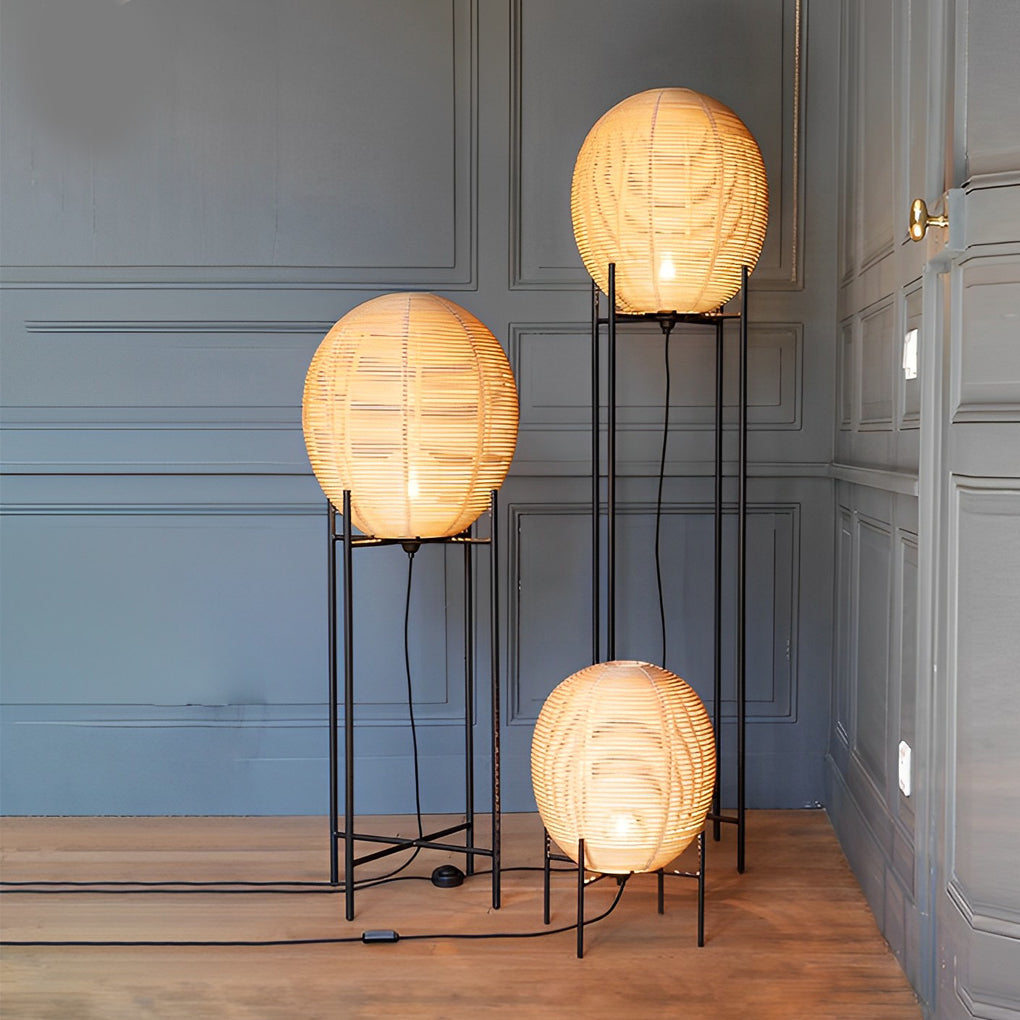 RattanGlow | Stylish Black Rattan Floor Lamp for Living Room Decor 1