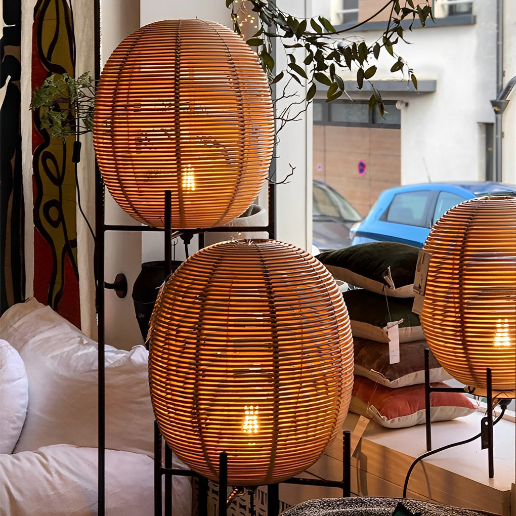 RattanGlow | Stylish Black Rattan Floor Lamp for Living Room Decor 2