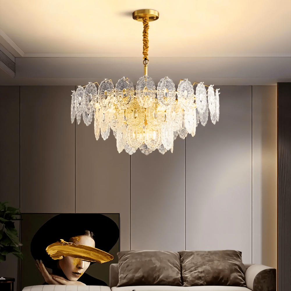Freyza - Elegant Modern Copper Glass Dining Room Chandelier