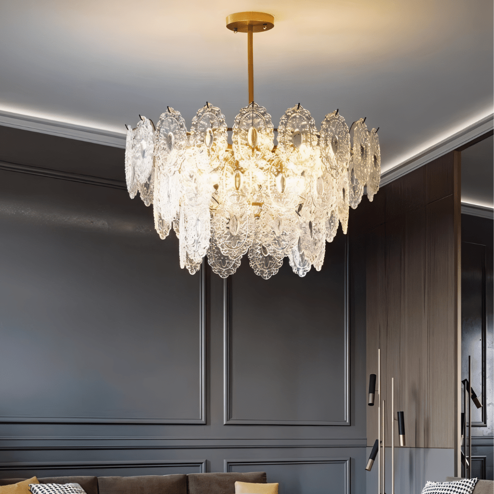Freyza - Elegant Modern Copper Glass Dining Room Chandelier