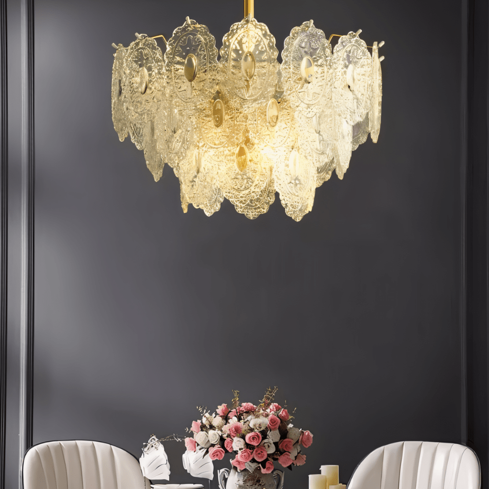 Freyza - Elegant Modern Copper Glass Dining Room Chandelier
