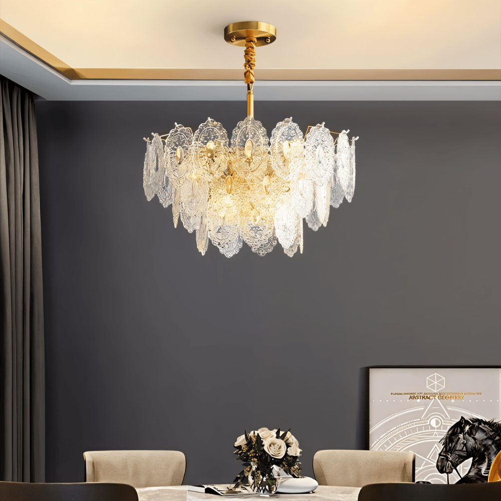 Freyza - Elegant Modern Copper Glass Dining Room Chandelier
