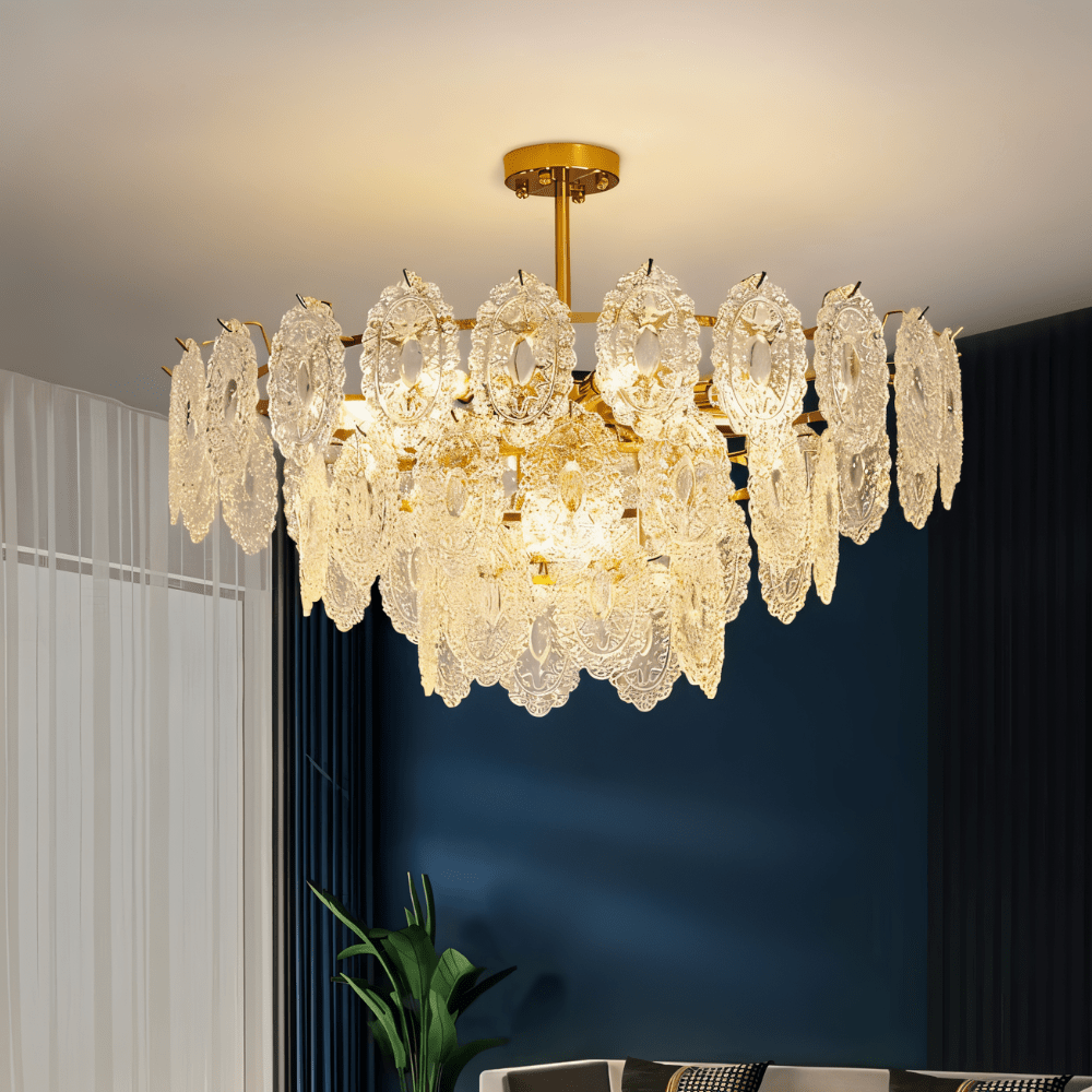 Freyza - Elegant Modern Copper Glass Dining Room Chandelier
